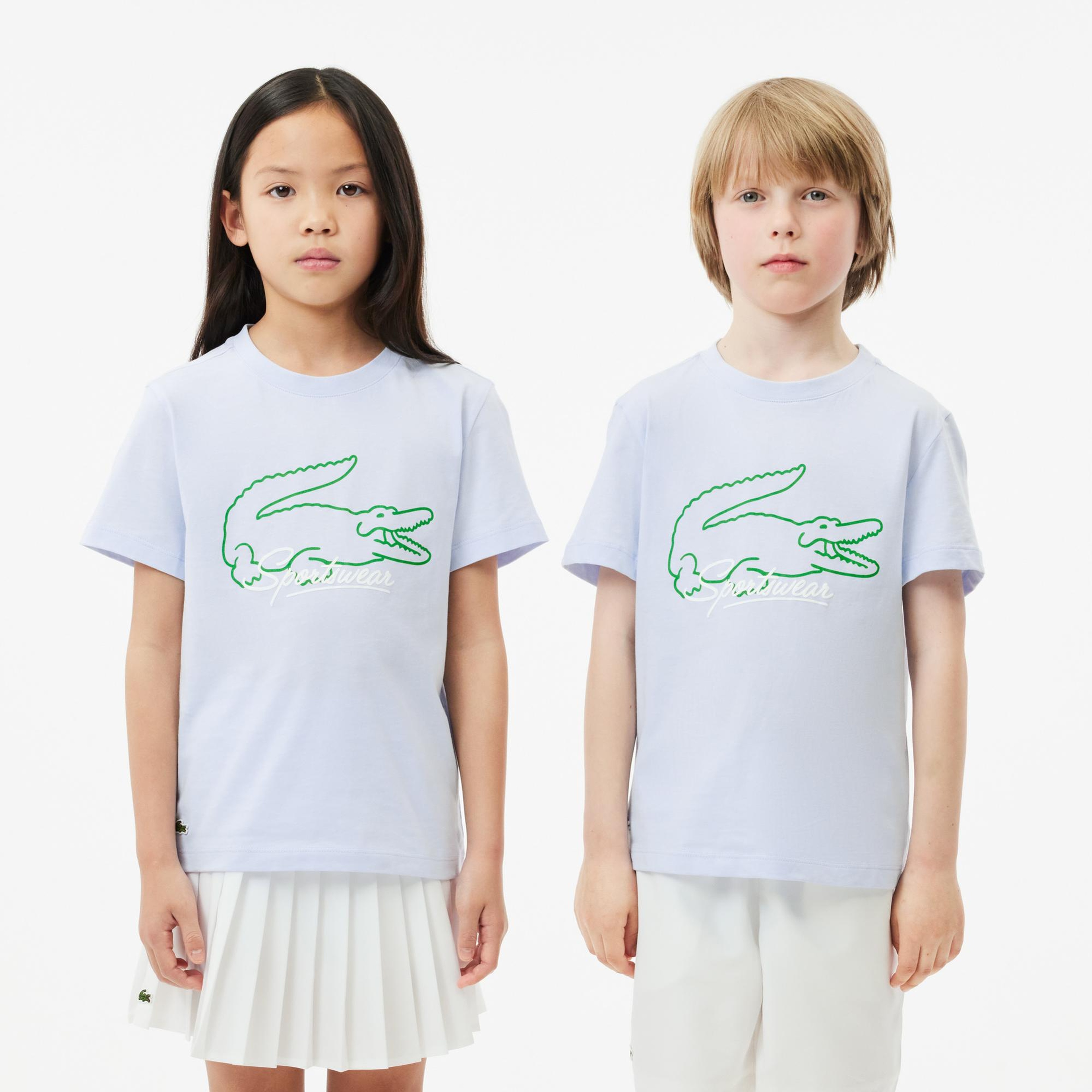 Lacoste Çocuk Bisiklet Yaka Baskılı Mavi T-Shirt