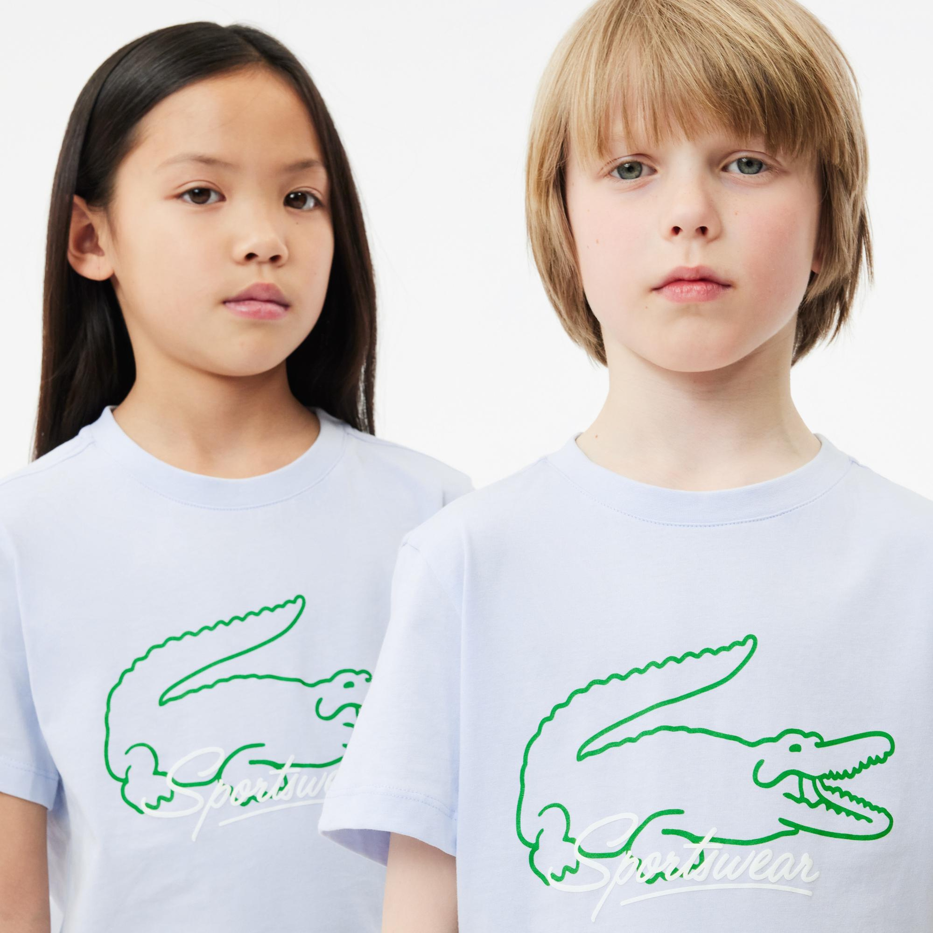 Lacoste Çocuk Bisiklet Yaka Baskılı Mavi T-Shirt