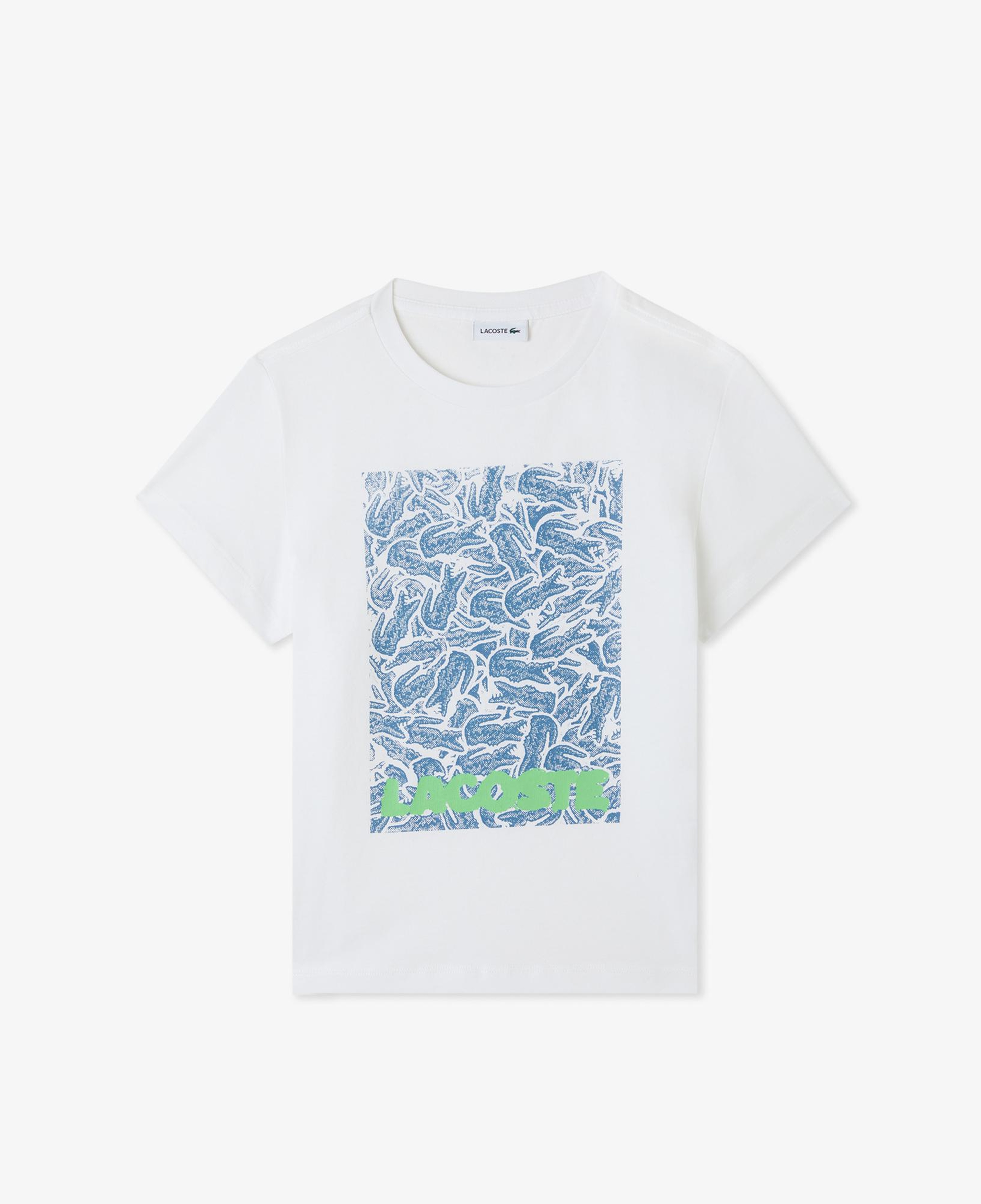 Lacoste Çocuk Bisiklet Yaka Baskılı Beyaz T-Shirt