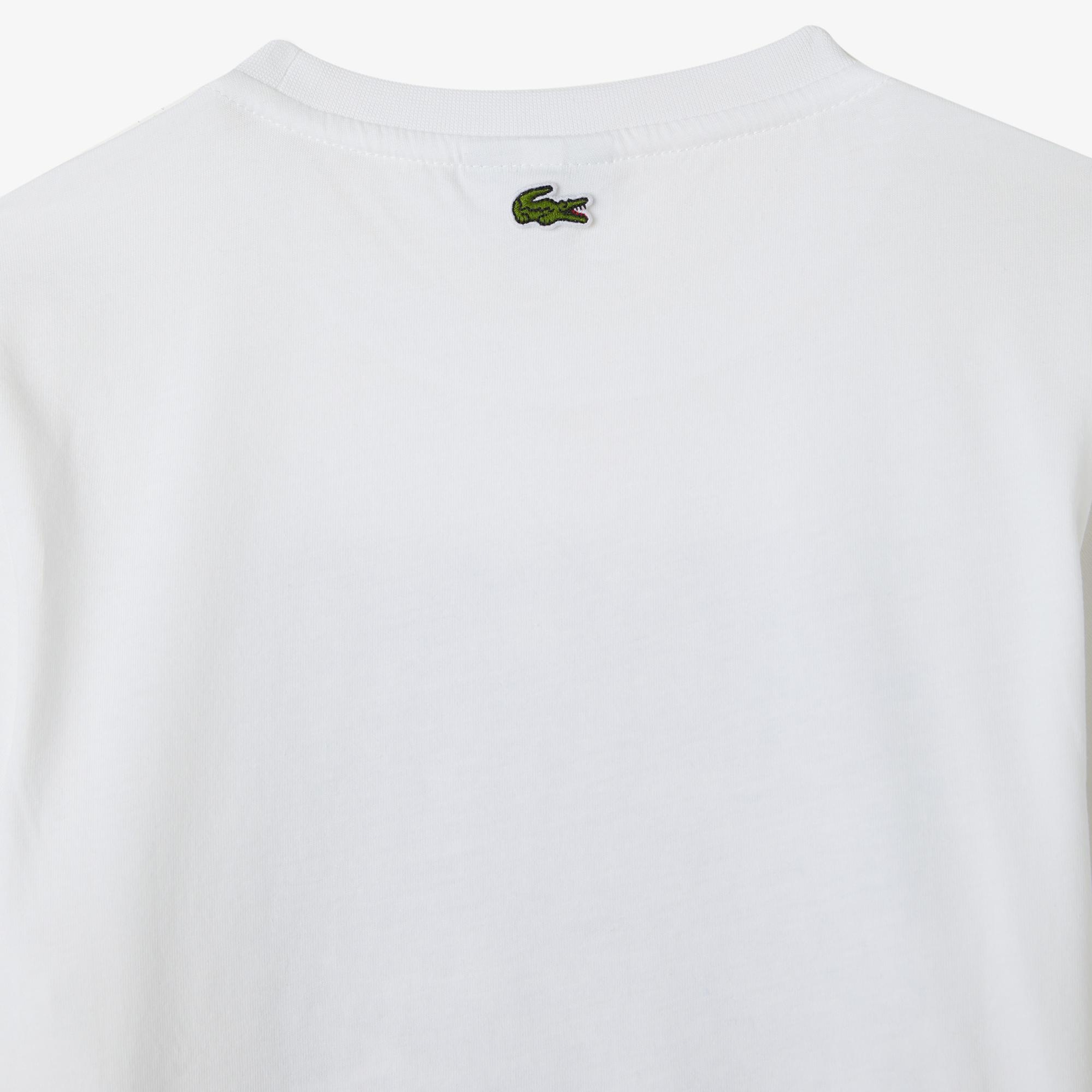 Lacoste Çocuk Bisiklet Yaka Baskılı Beyaz T-Shirt