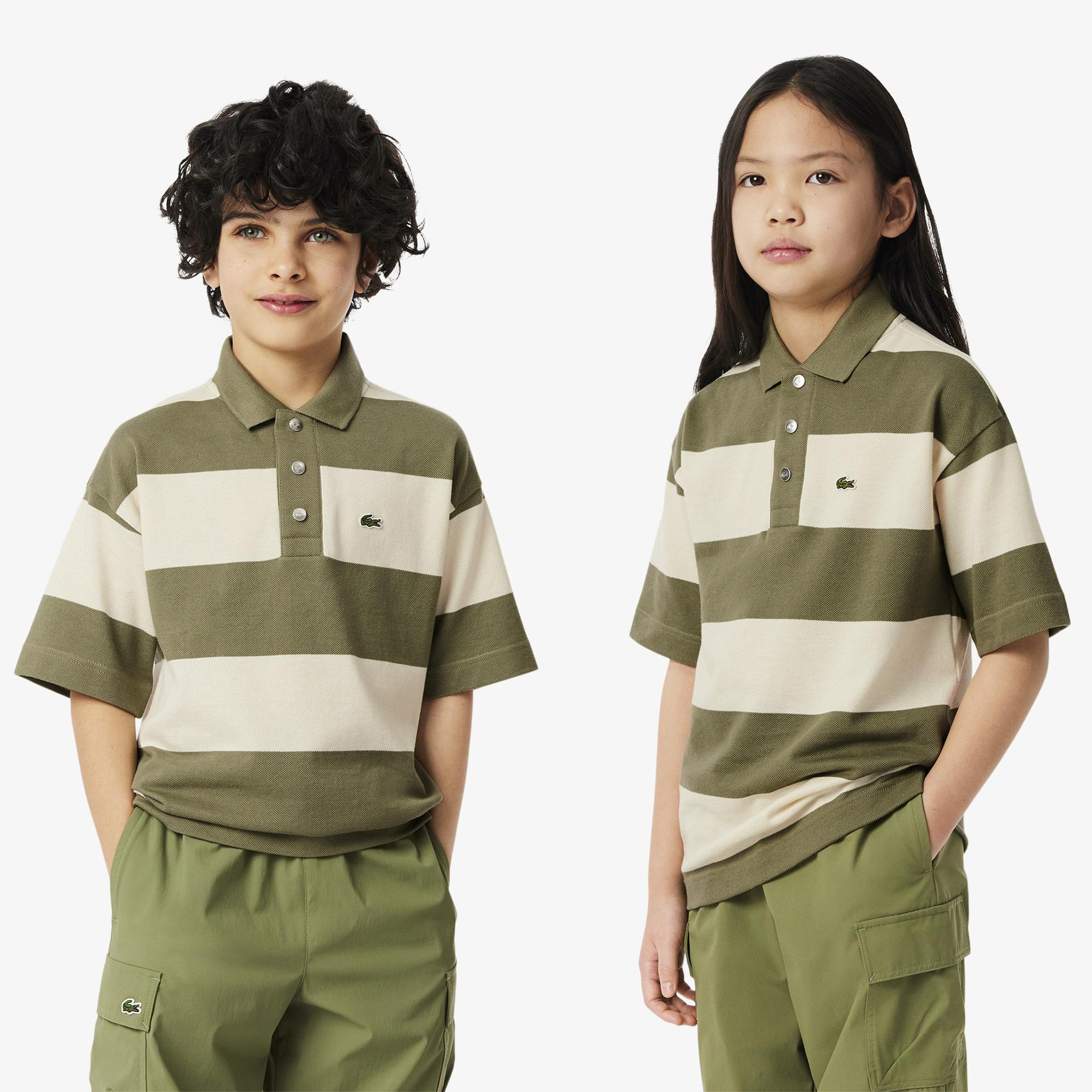 Lacoste Çocuk Çizgili Beyaz Polo