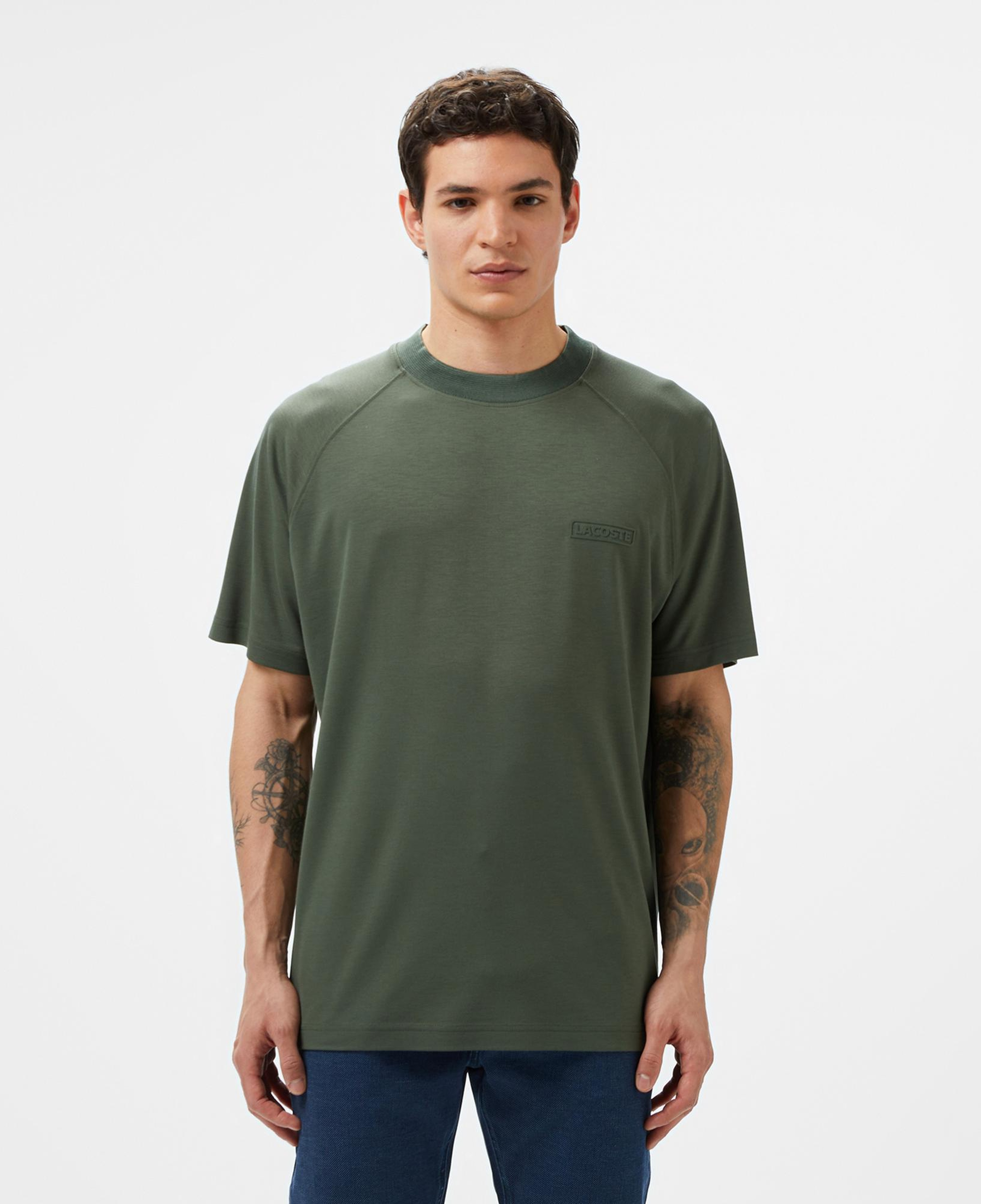 Lacoste Erkek Oversize Fit Bisiklet Yaka Koyu Yeşil T-Shirt