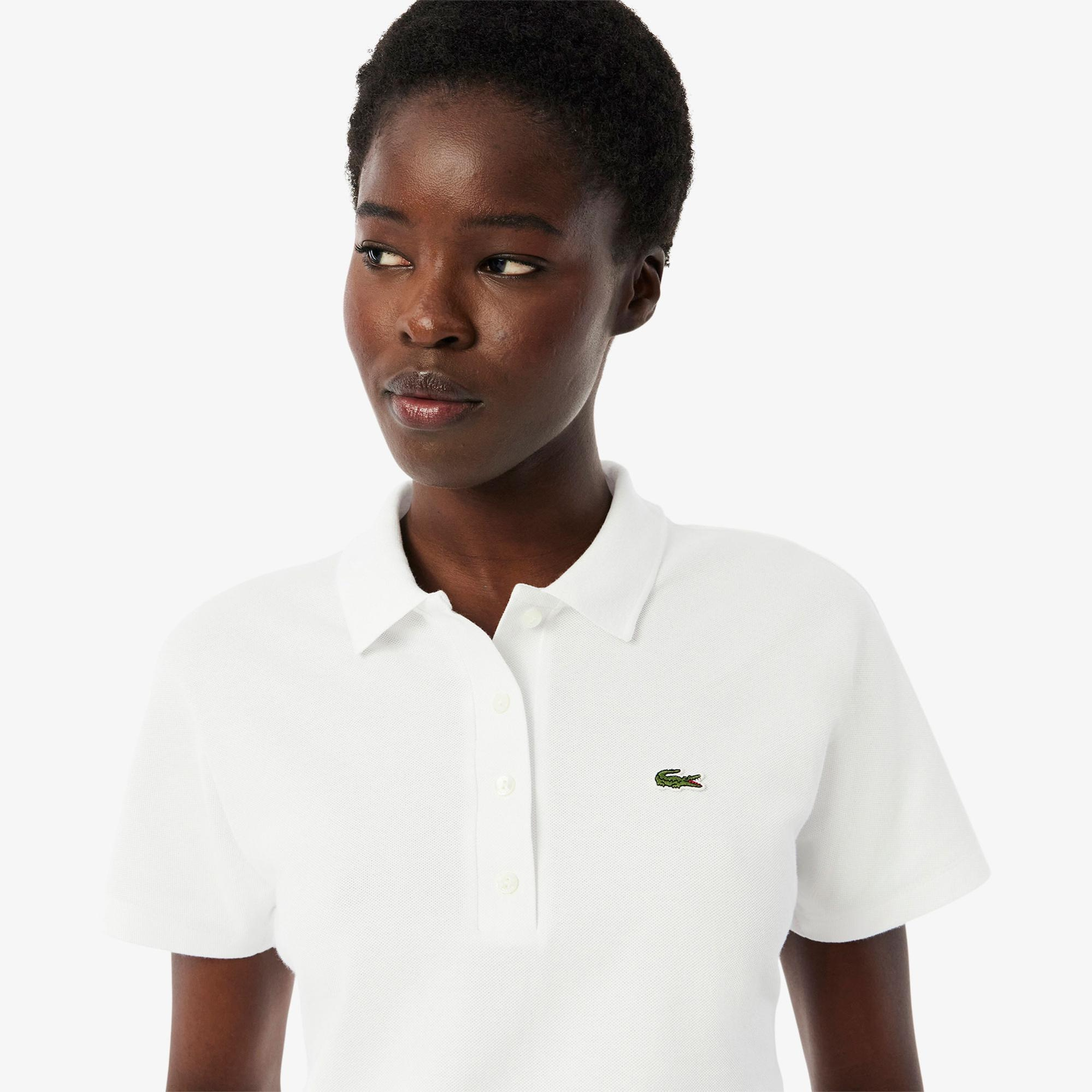 Lacoste Kadın Slim Fit Beyaz Polo