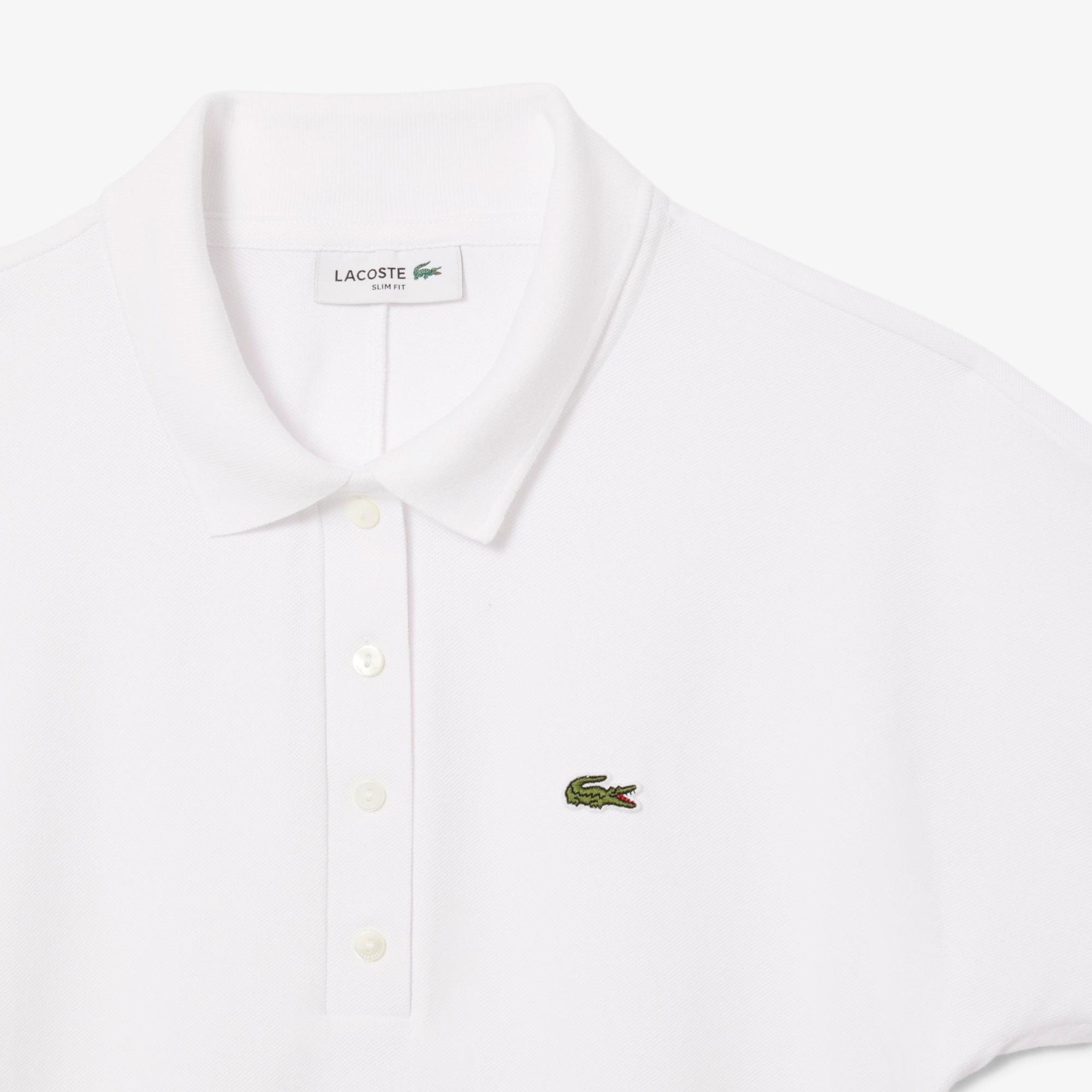 Lacoste Kadın Slim Fit Beyaz Polo