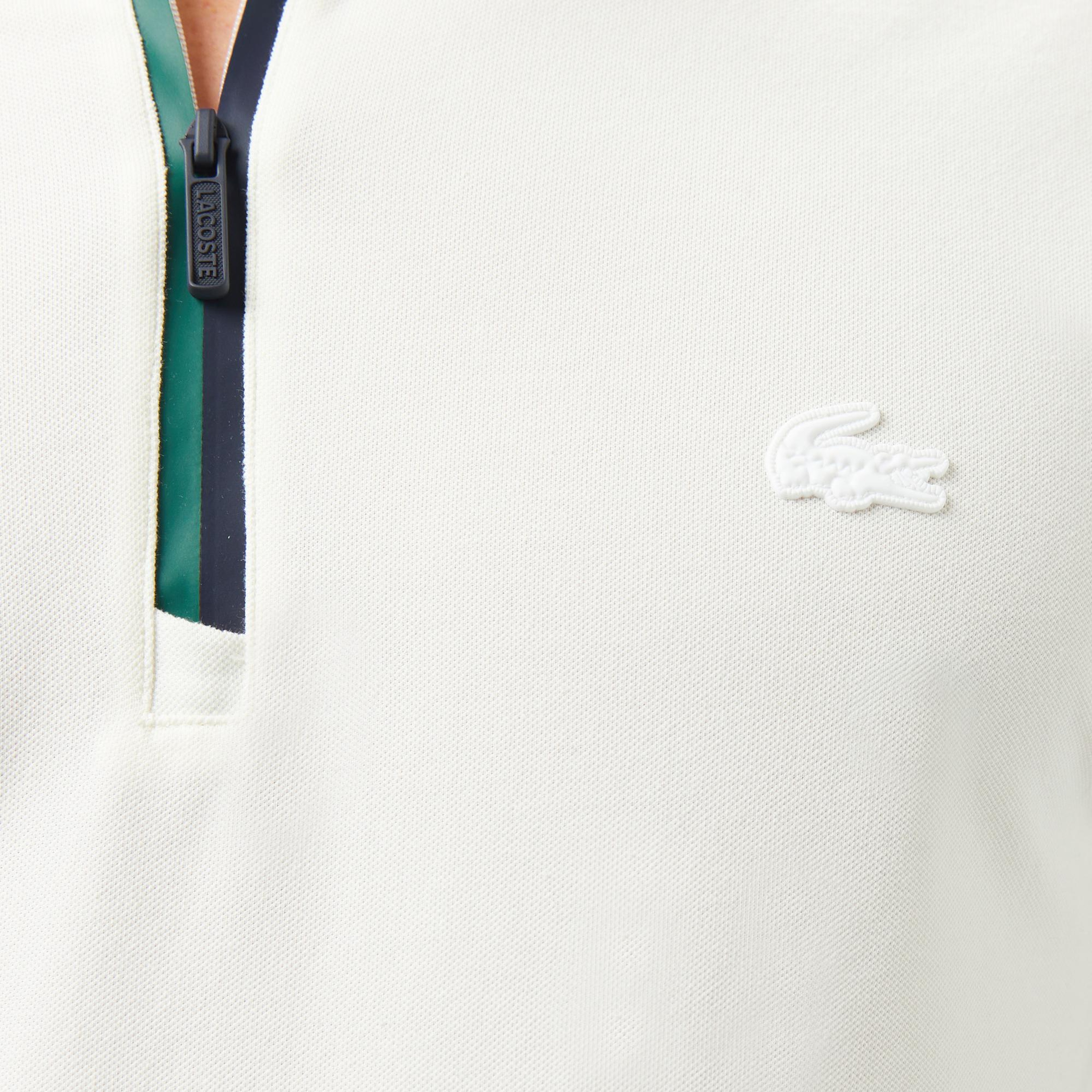 Lacoste Erkek Slim Fit Yarım Fermuarlı Beyaz Polo
