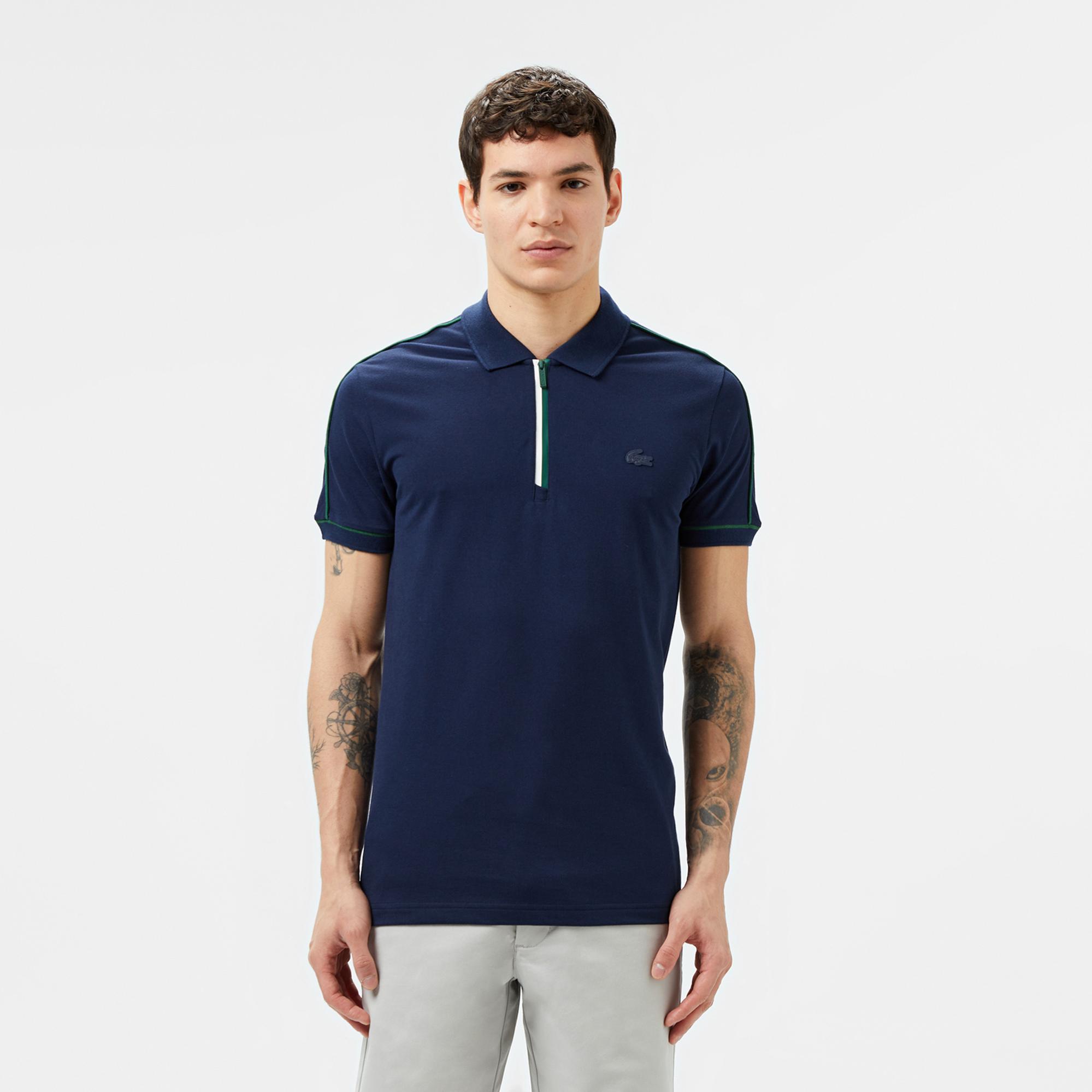 Lacoste Erkek Slim Fit Yarım Fermuarlı Lacivert Polo