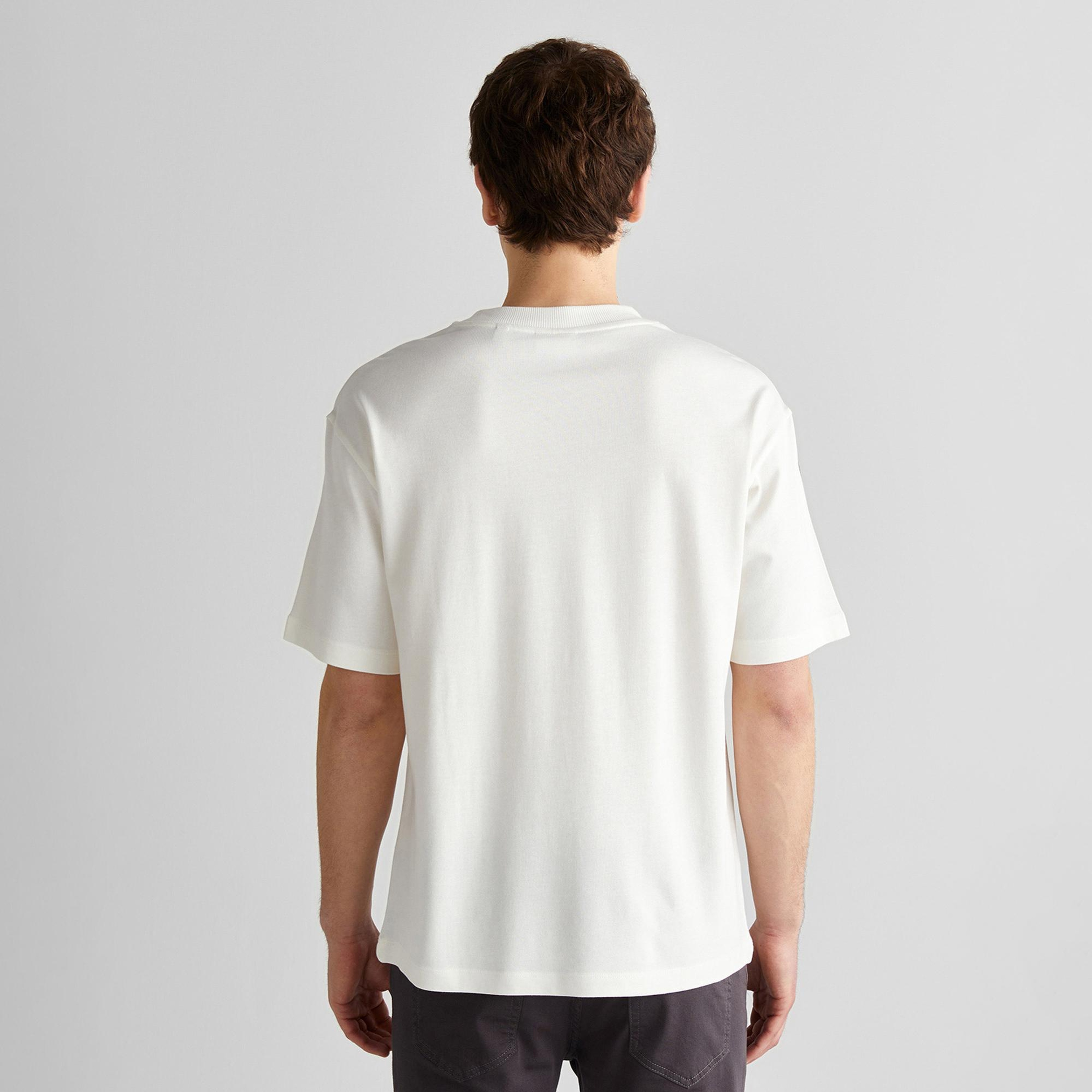 GANT Erkek Krem Relaxed Fit Bisiklet Yaka Logolu T-Shirt