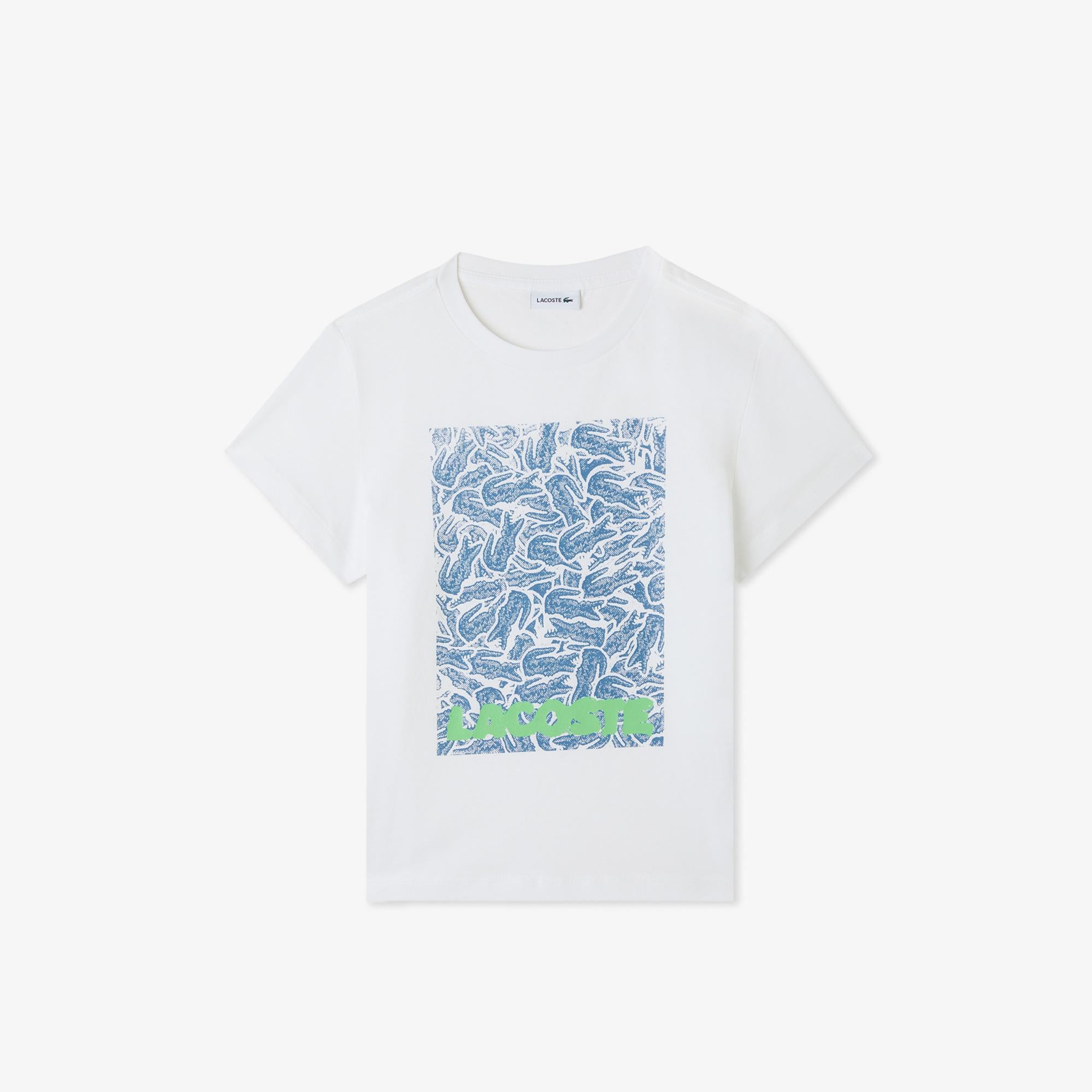 Lacoste Çocuk Bisiklet Yaka Baskılı Beyaz T-Shirt