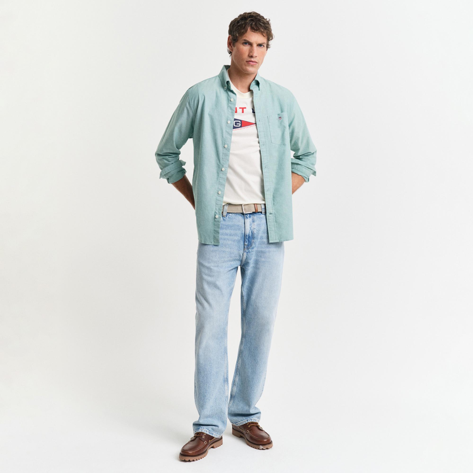 GANT Erkek Krem Regular Fit Bisiklet Yaka Logolu T-Shirt