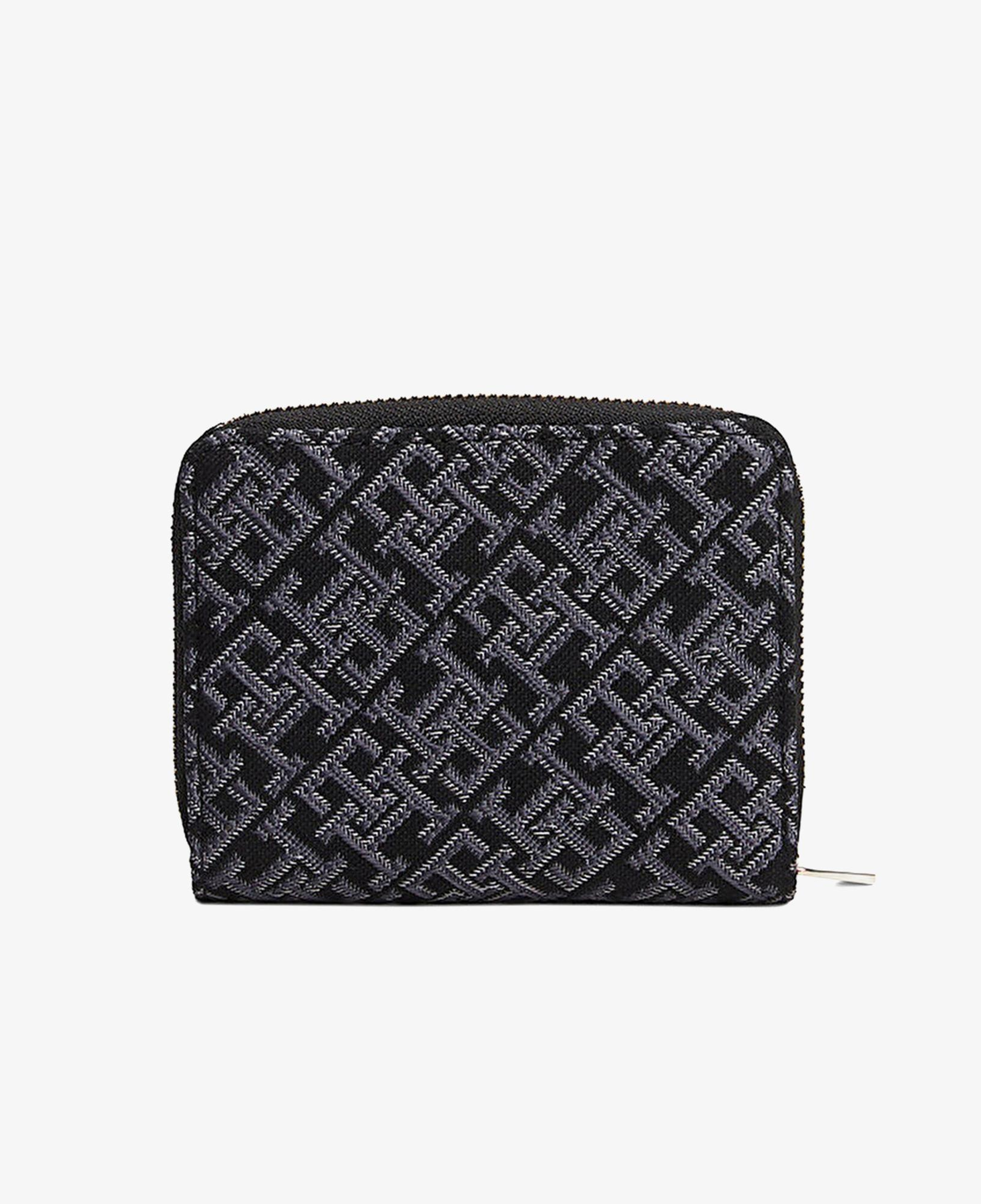 Tommy Hilfiger Icon Med Flap Jacquard Kadın Siyah Cüzdan
