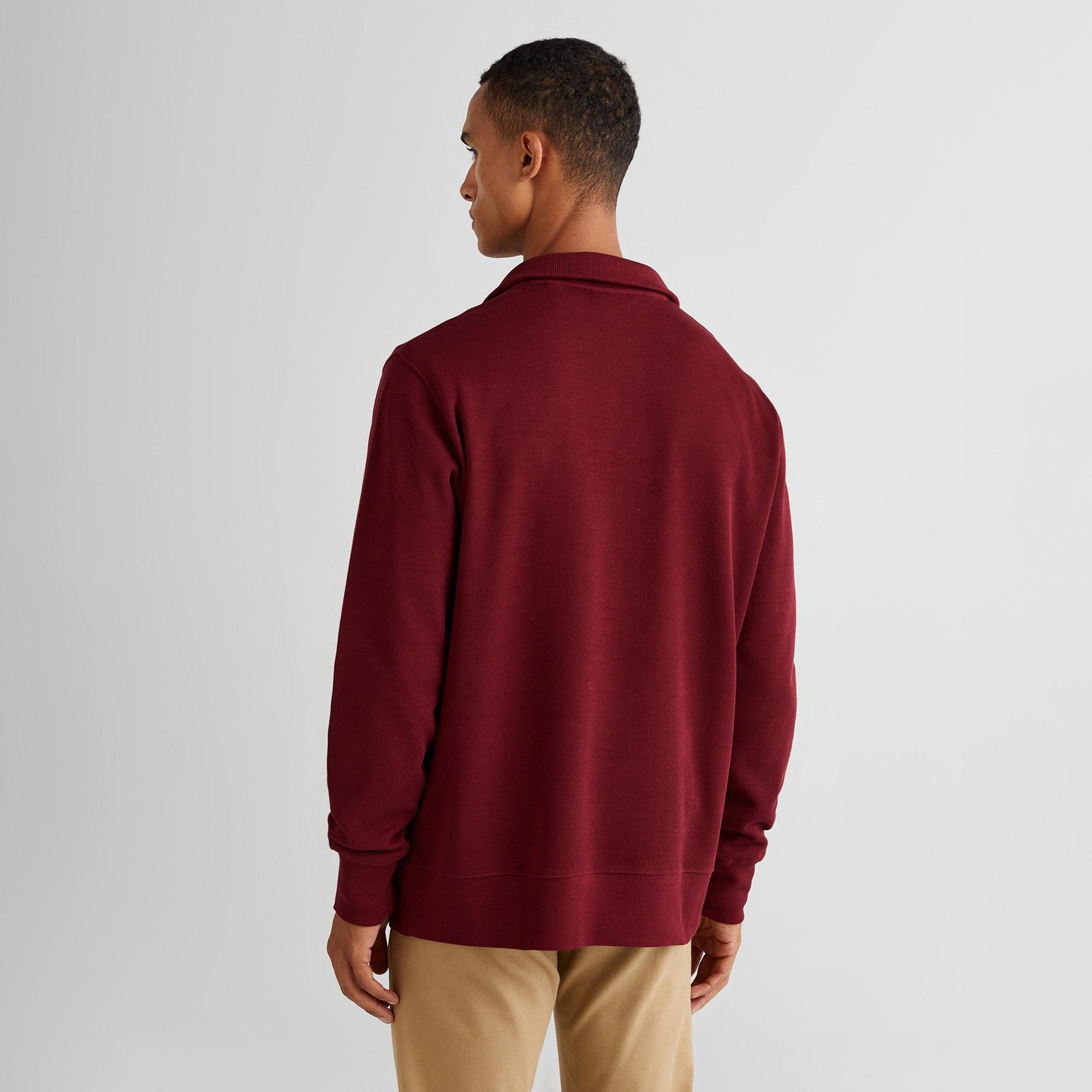 Gant Erkek Bordo Regular Fit Yarım Fermuarlı Sweatshirt