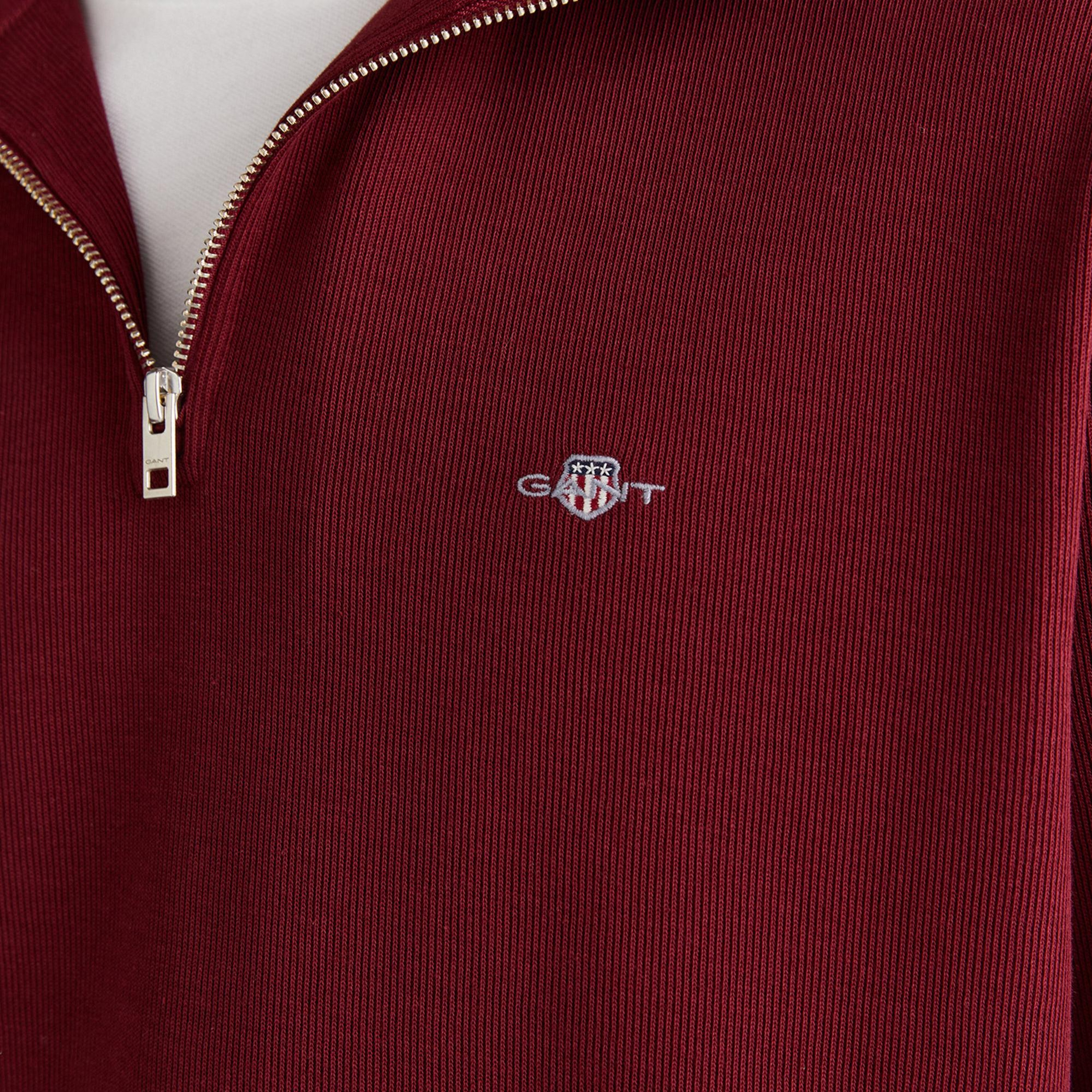 Gant Erkek Bordo Regular Fit Yarım Fermuarlı Sweatshirt