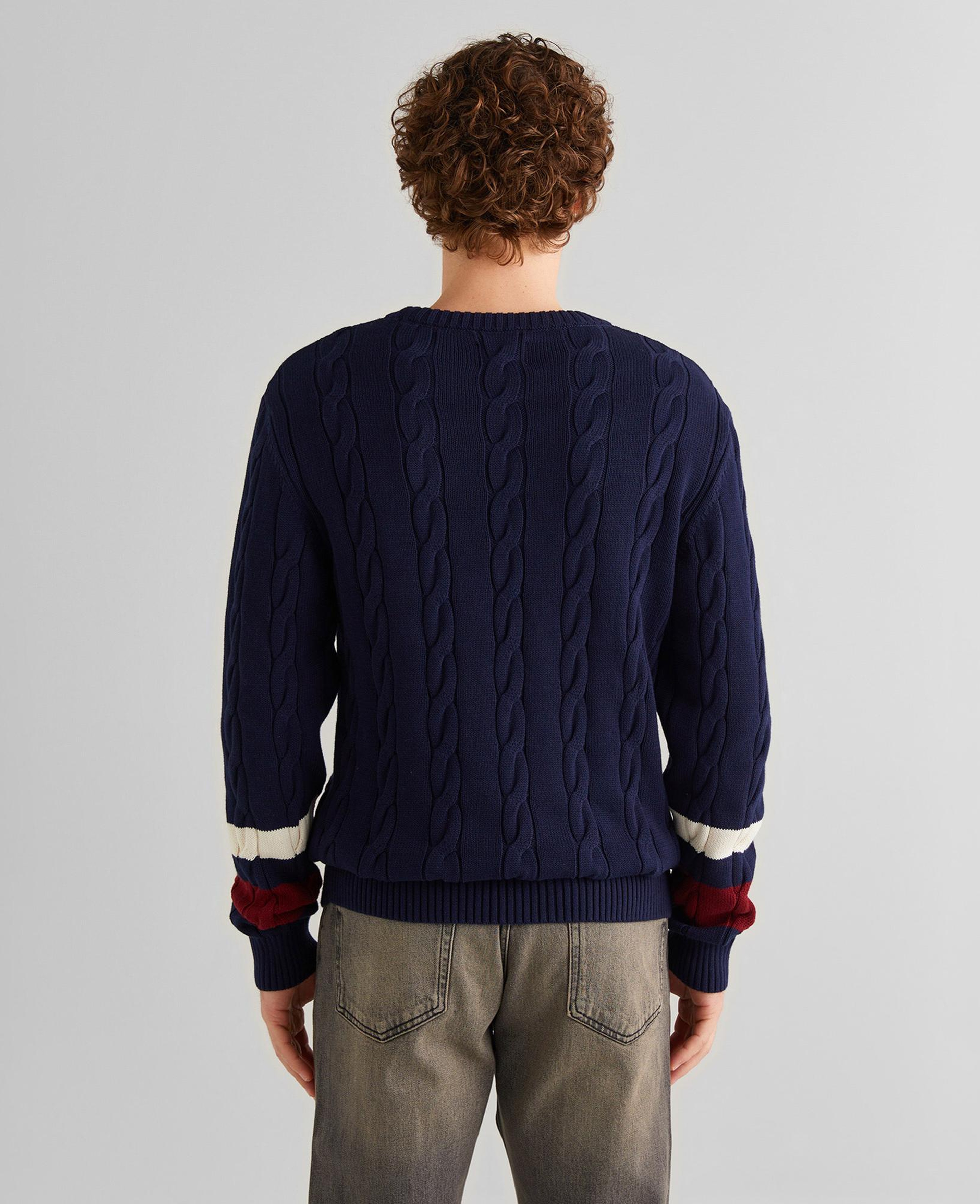 GANT Erkek Lacivert Relaxed Fit Bisiklet Yaka Renk Bloklu Örgü Kazak