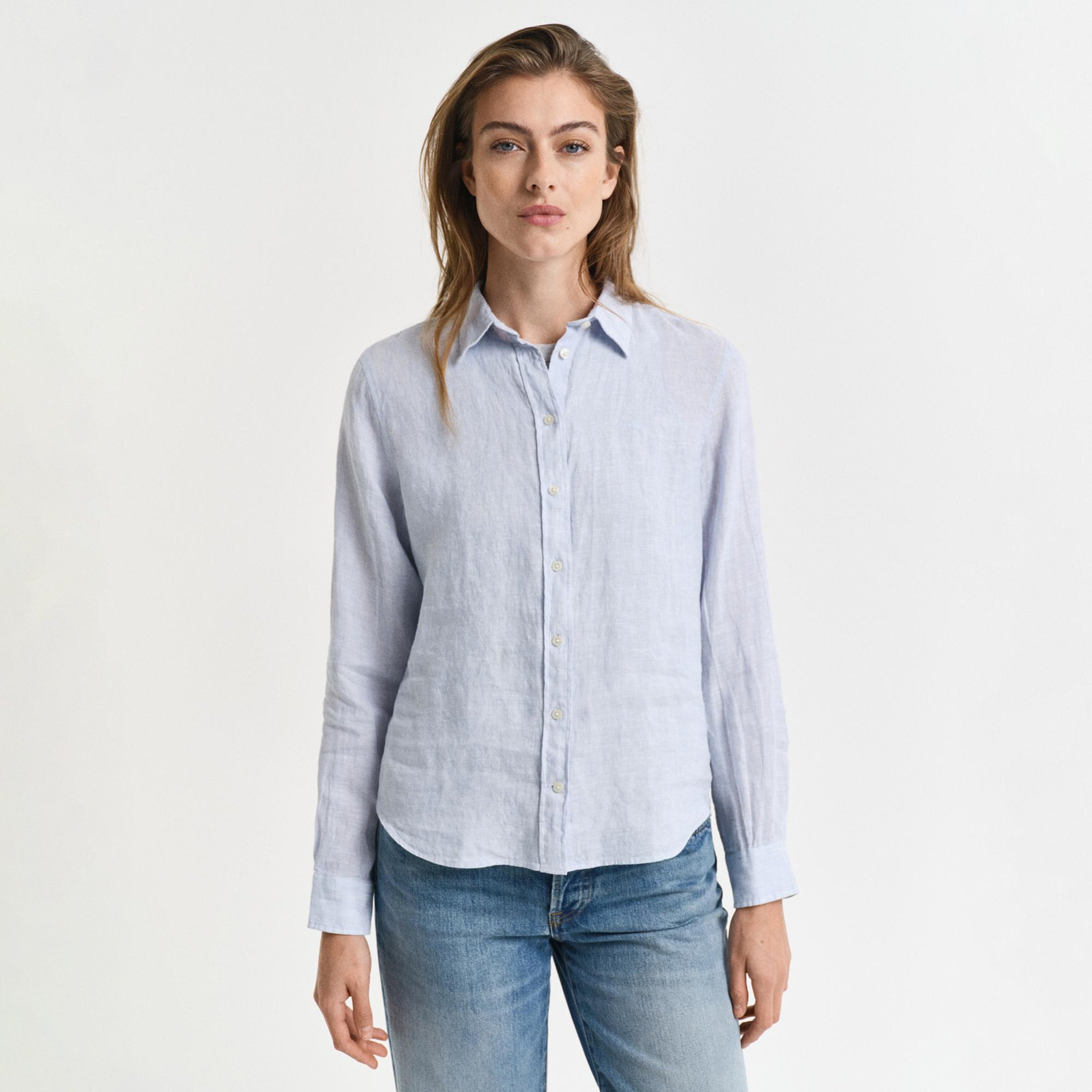 GANT Kadın Mavi Regular Fit Klasik Yaka Gömlek