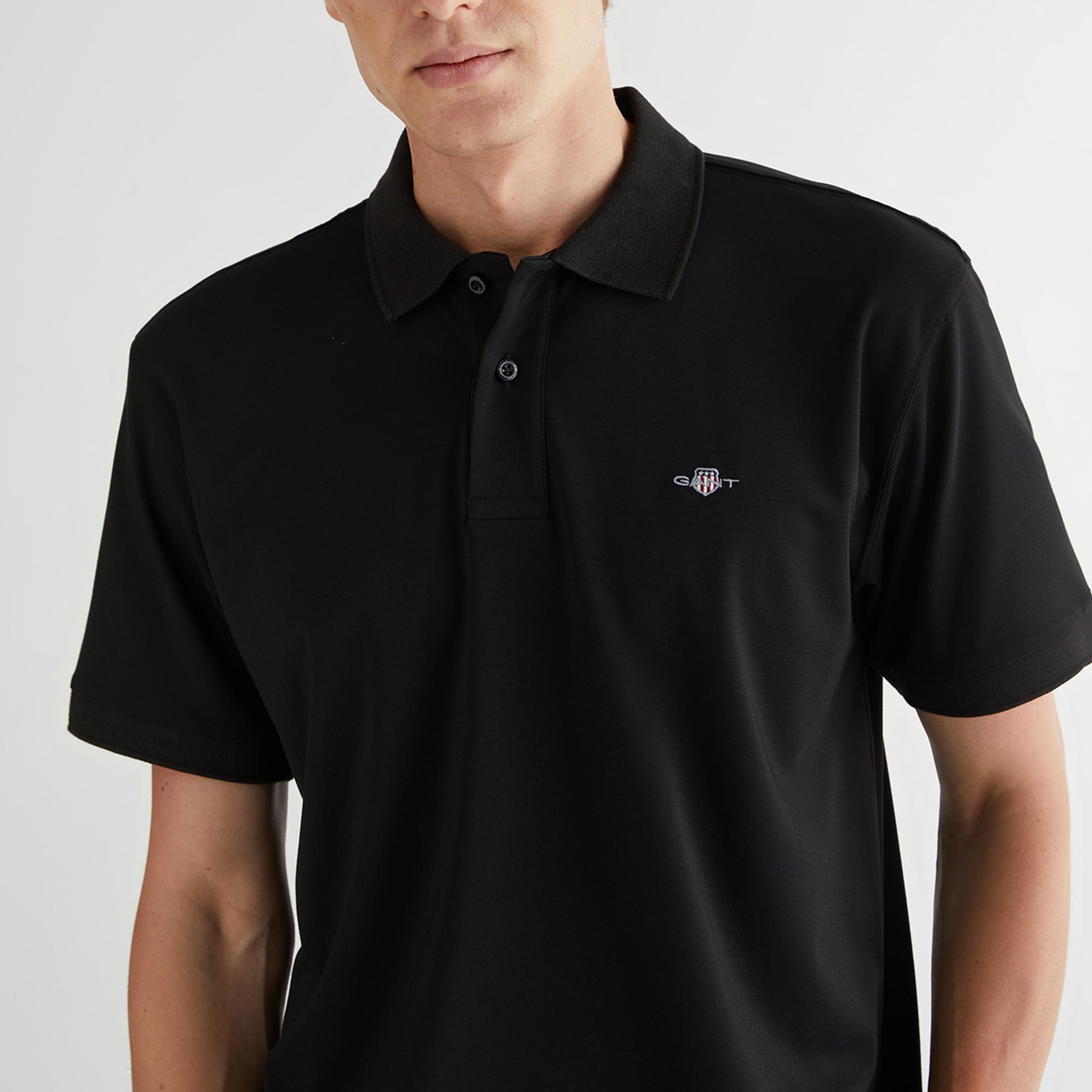 GANT Erkek Siyah Relaxed Fit Polo