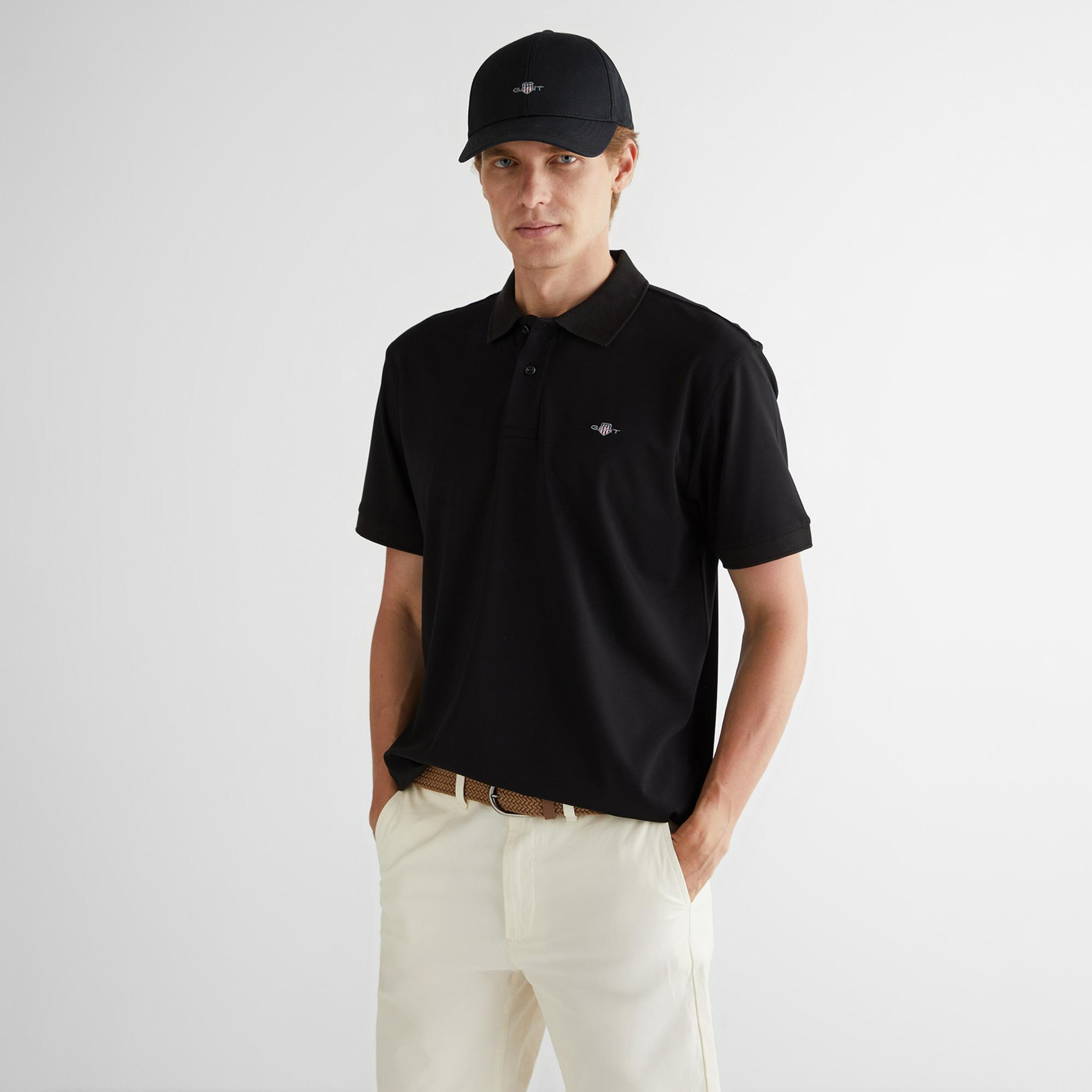 GANT Erkek Siyah Relaxed Fit Polo