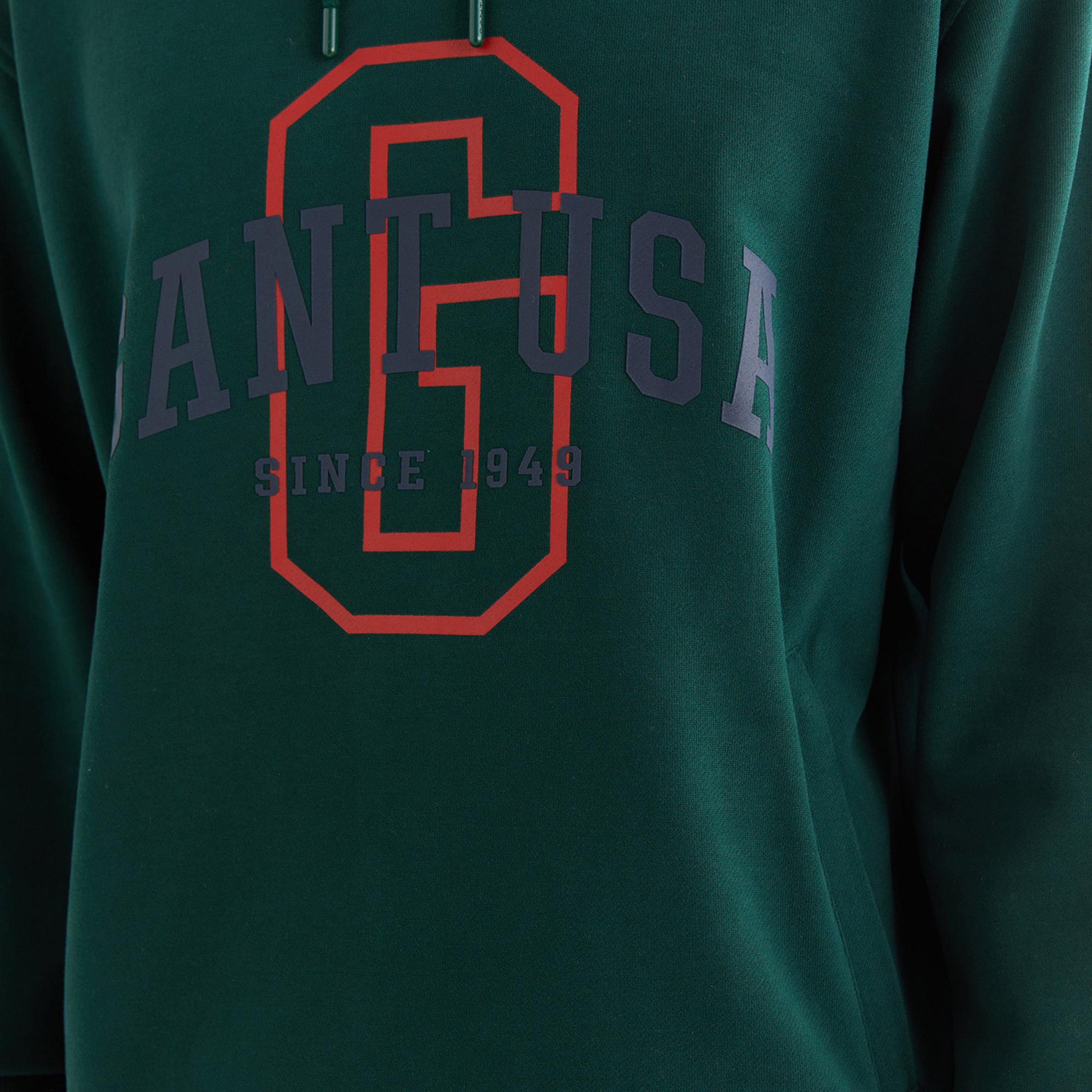 GANT Erkek Yeşil Relaxed Fit Kapüşonlu Logolu Sweatshirt