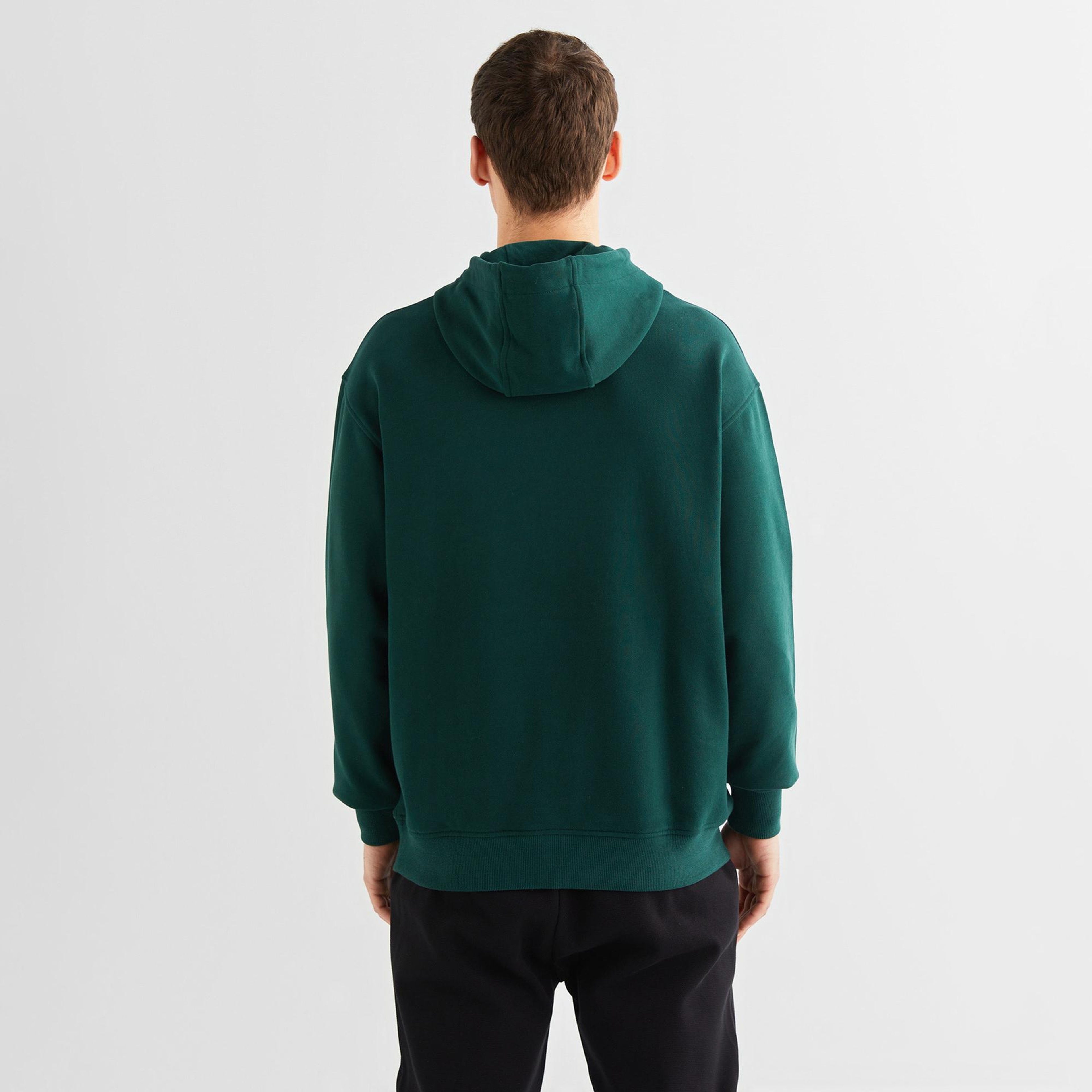 GANT Erkek Yeşil Relaxed Fit Kapüşonlu Logolu Sweatshirt