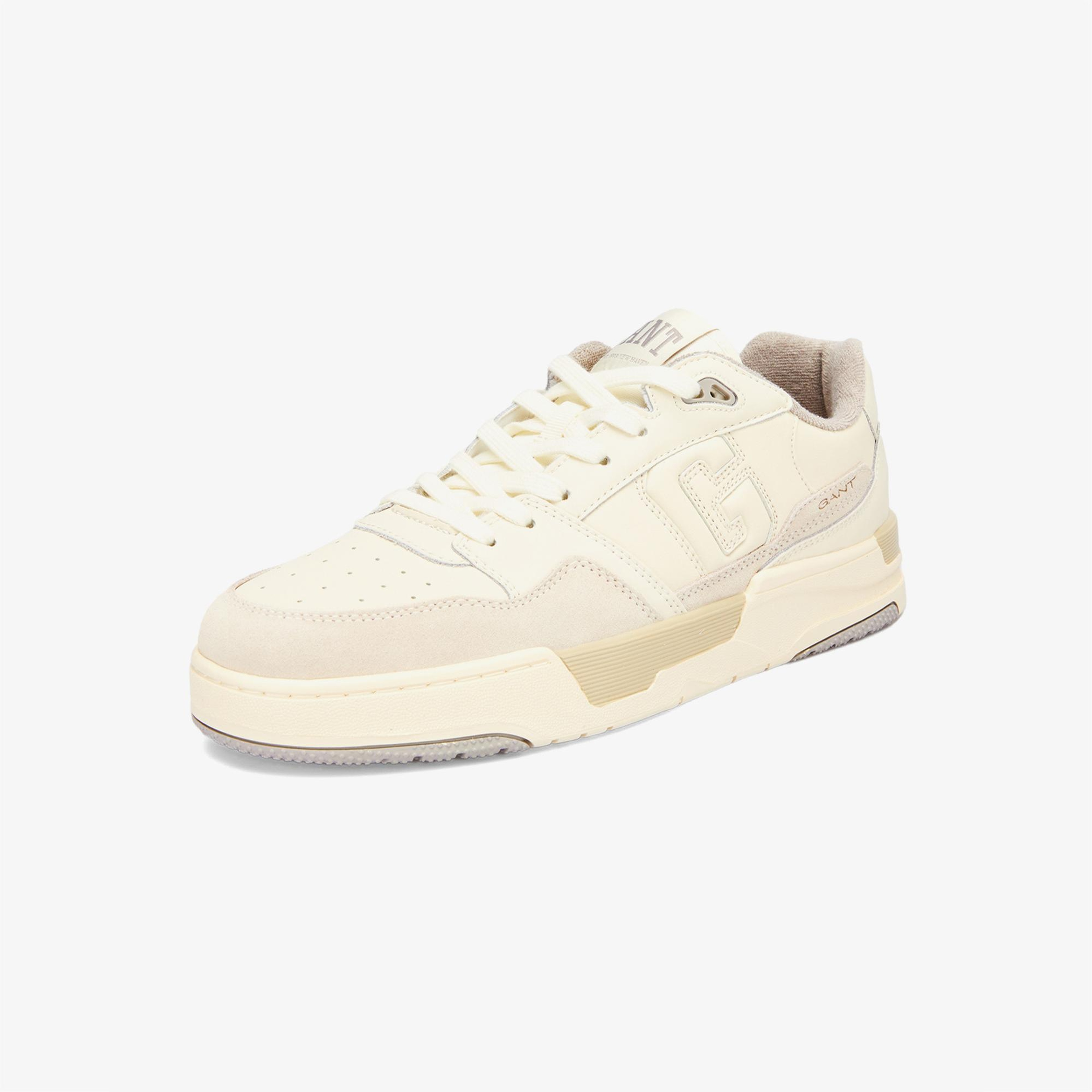GANT Erkek Krem Deri Logolu Sneaker
