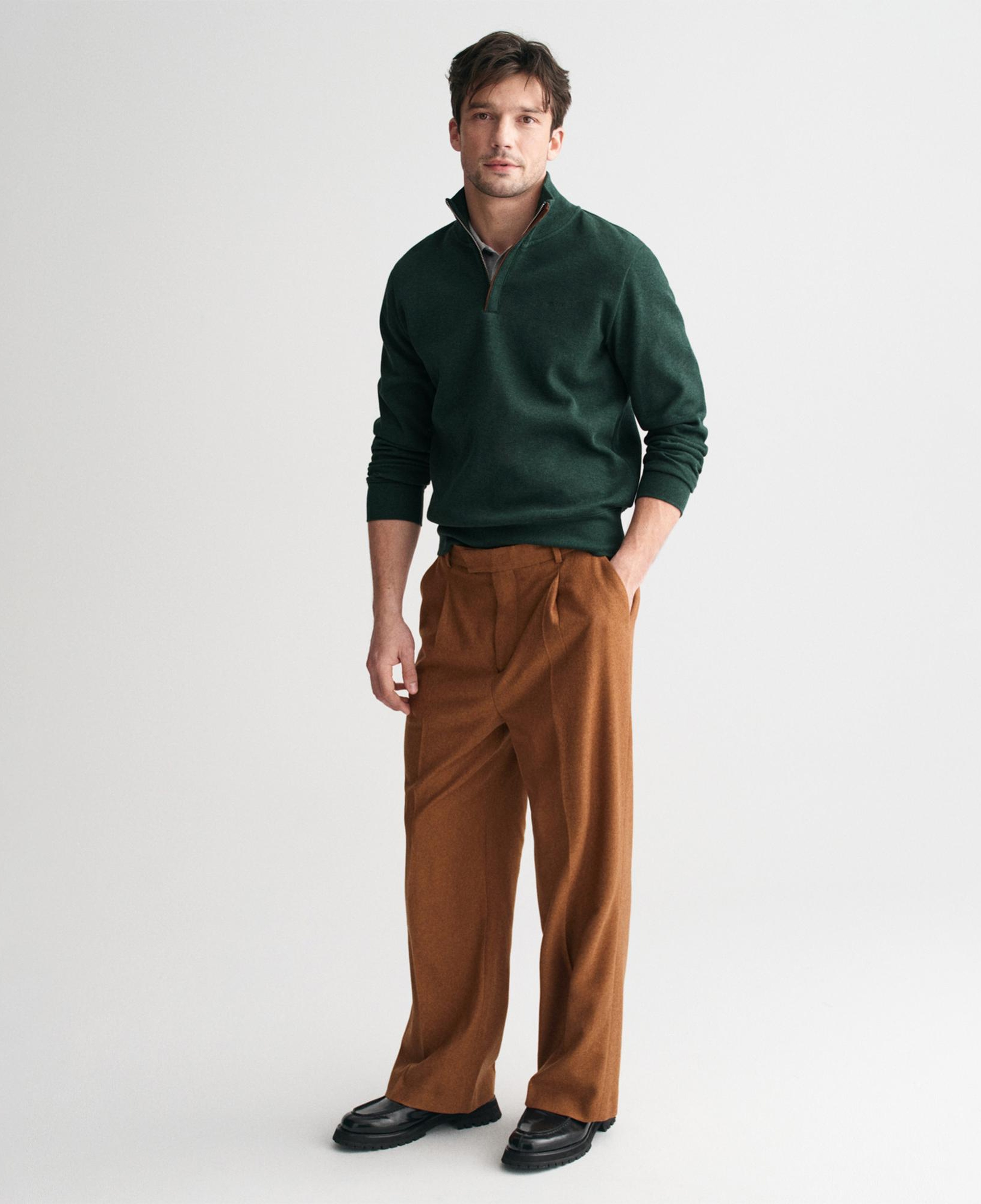 GANT Erkek Yeşil Regular Fit Yarım Fermuarlı Sweatshirt