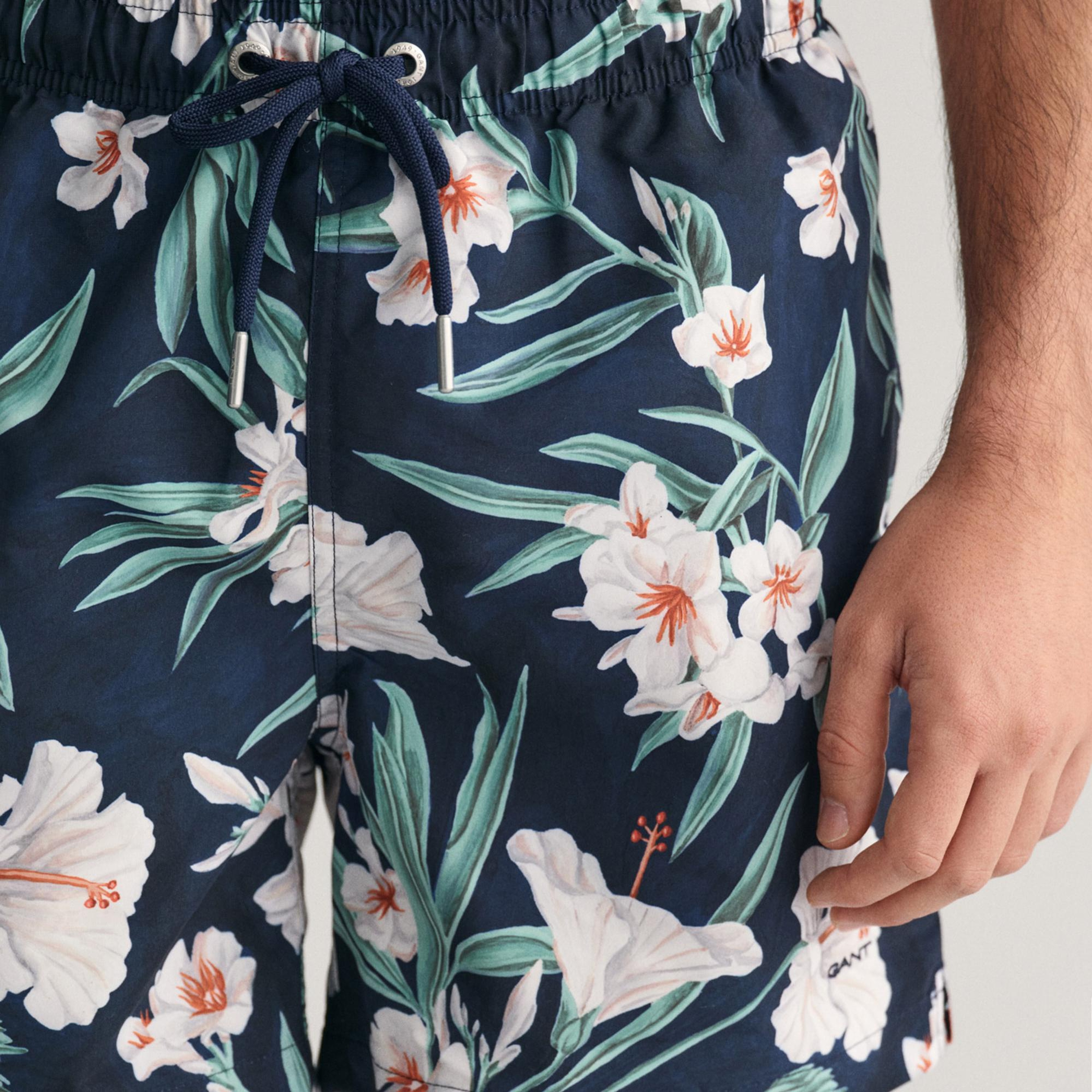 GANT Erkek Lacivert Regular Fit Desenli Mayo Şort