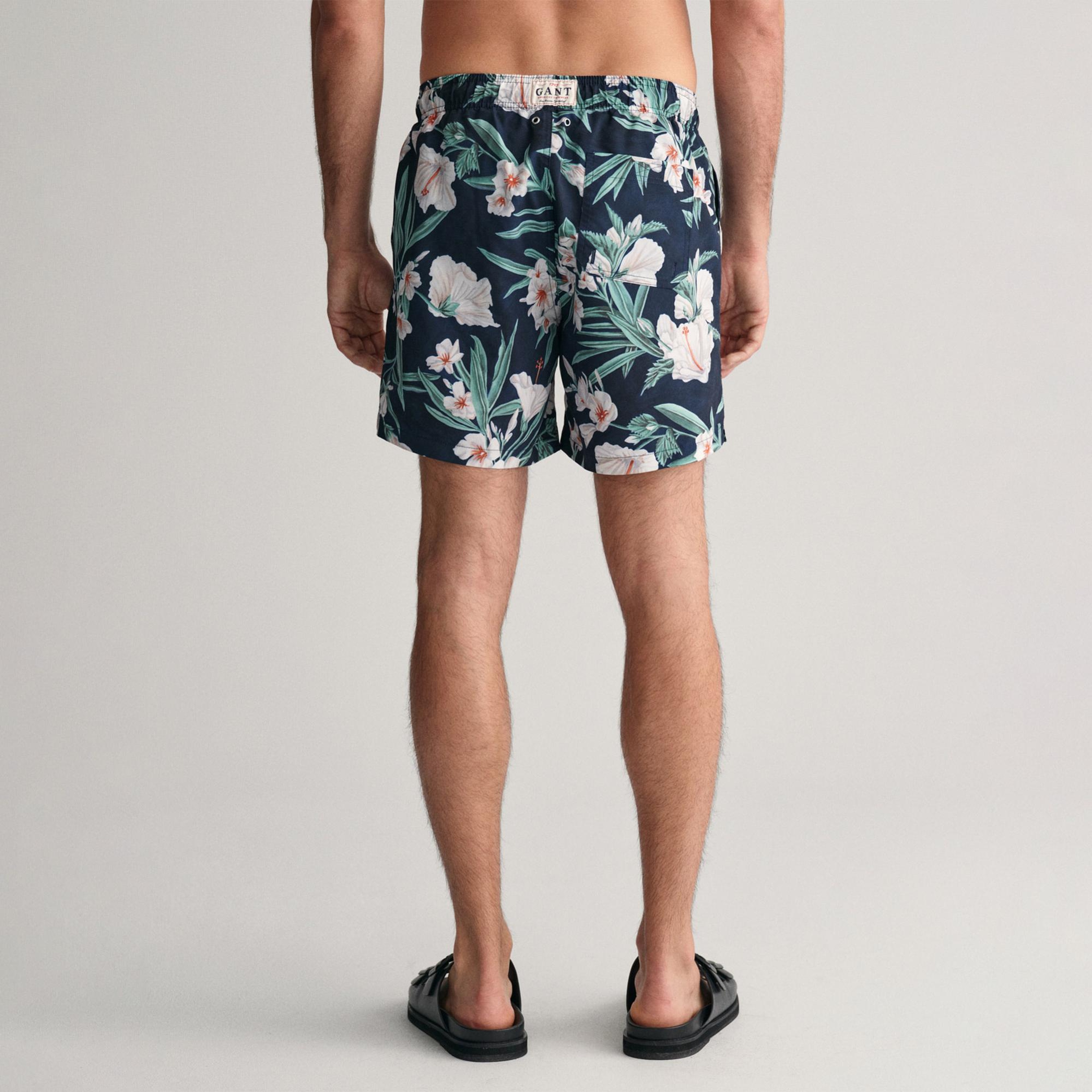 GANT Erkek Lacivert Regular Fit Desenli Mayo Şort