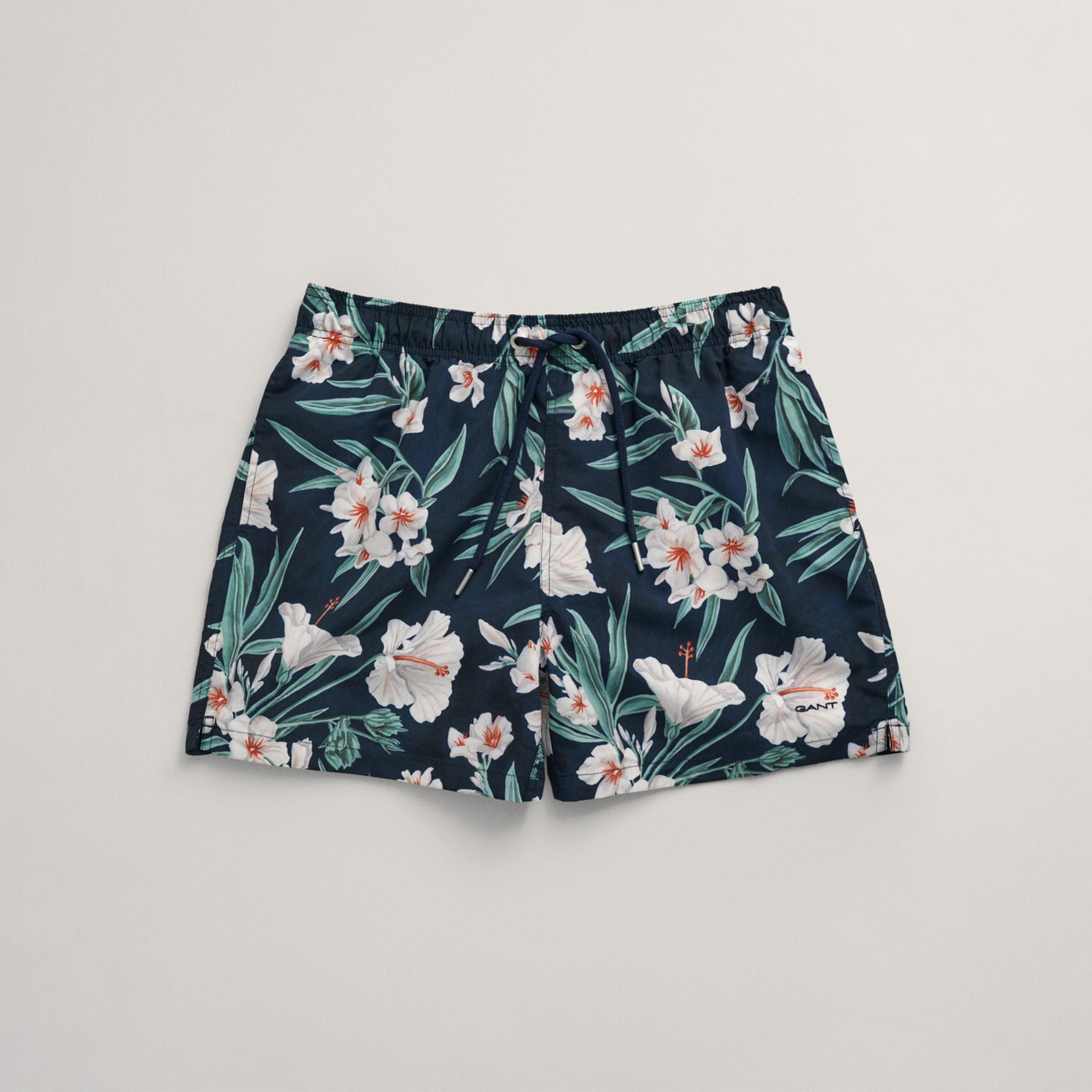 GANT Erkek Lacivert Regular Fit Desenli Mayo Şort