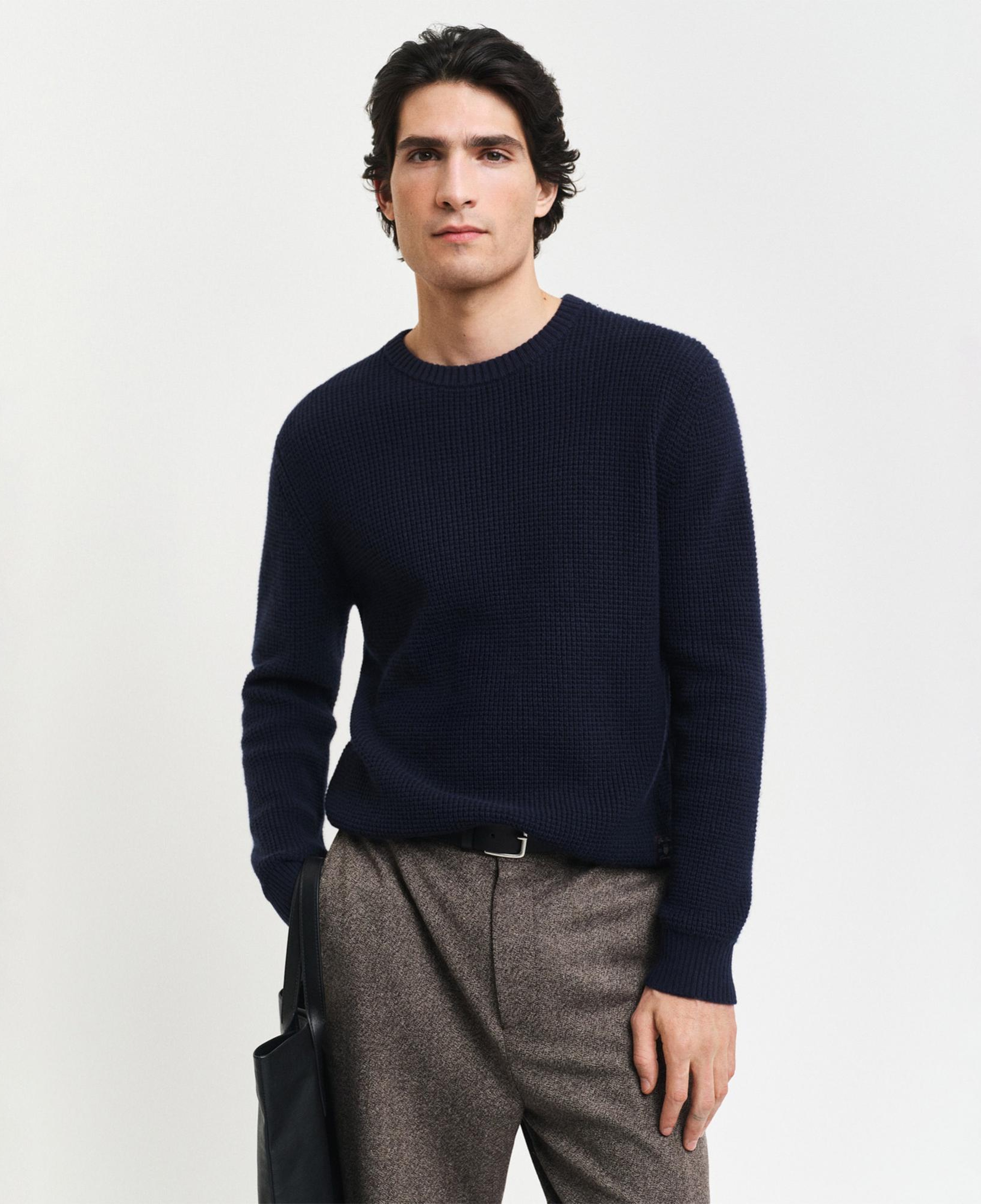 GANT Erkek Lacivert Regular Fit Bisiklet Yaka Kazak