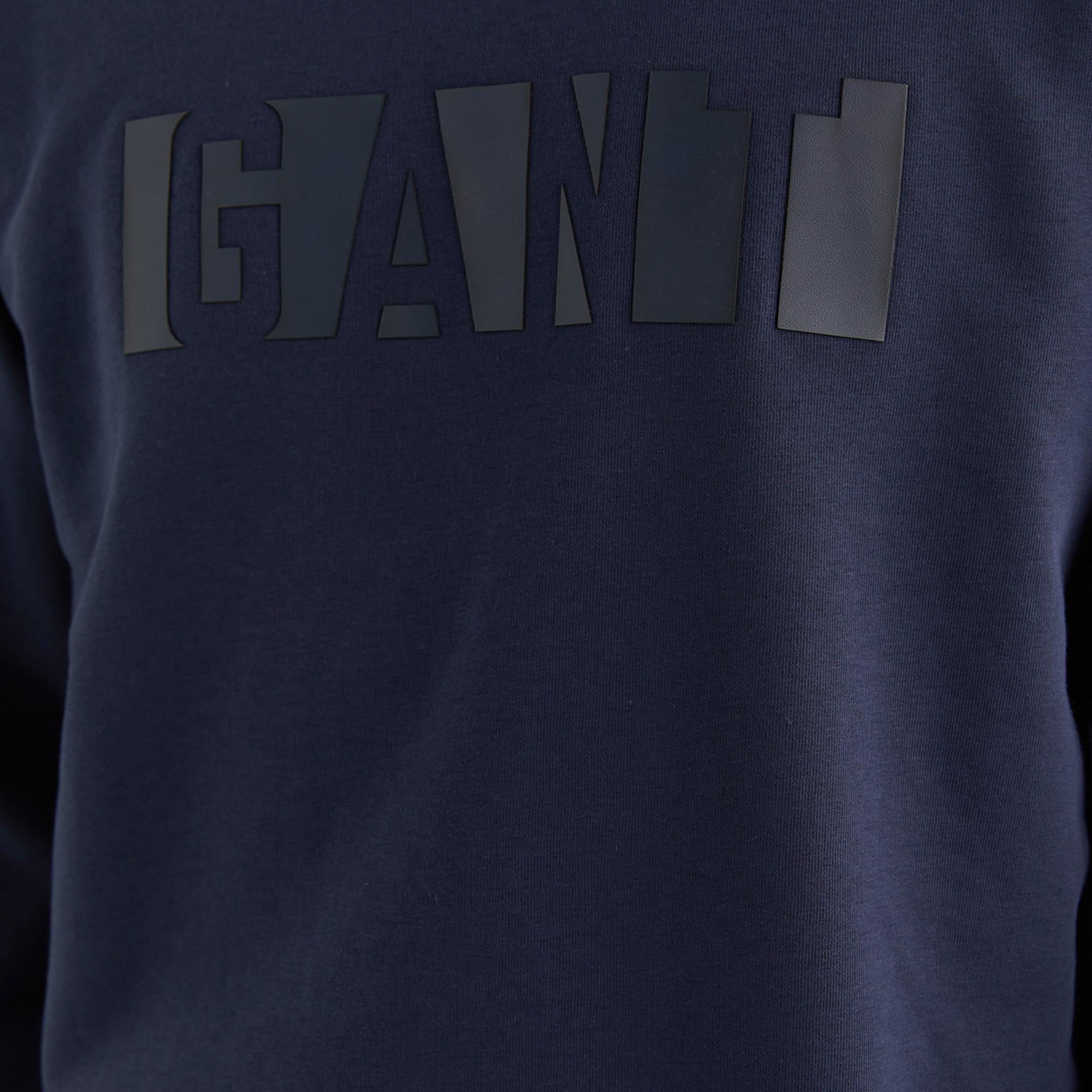 GANT Erkek Lacivert Relaxed Fit Bisiklet Yaka Logolu Sweatshirt