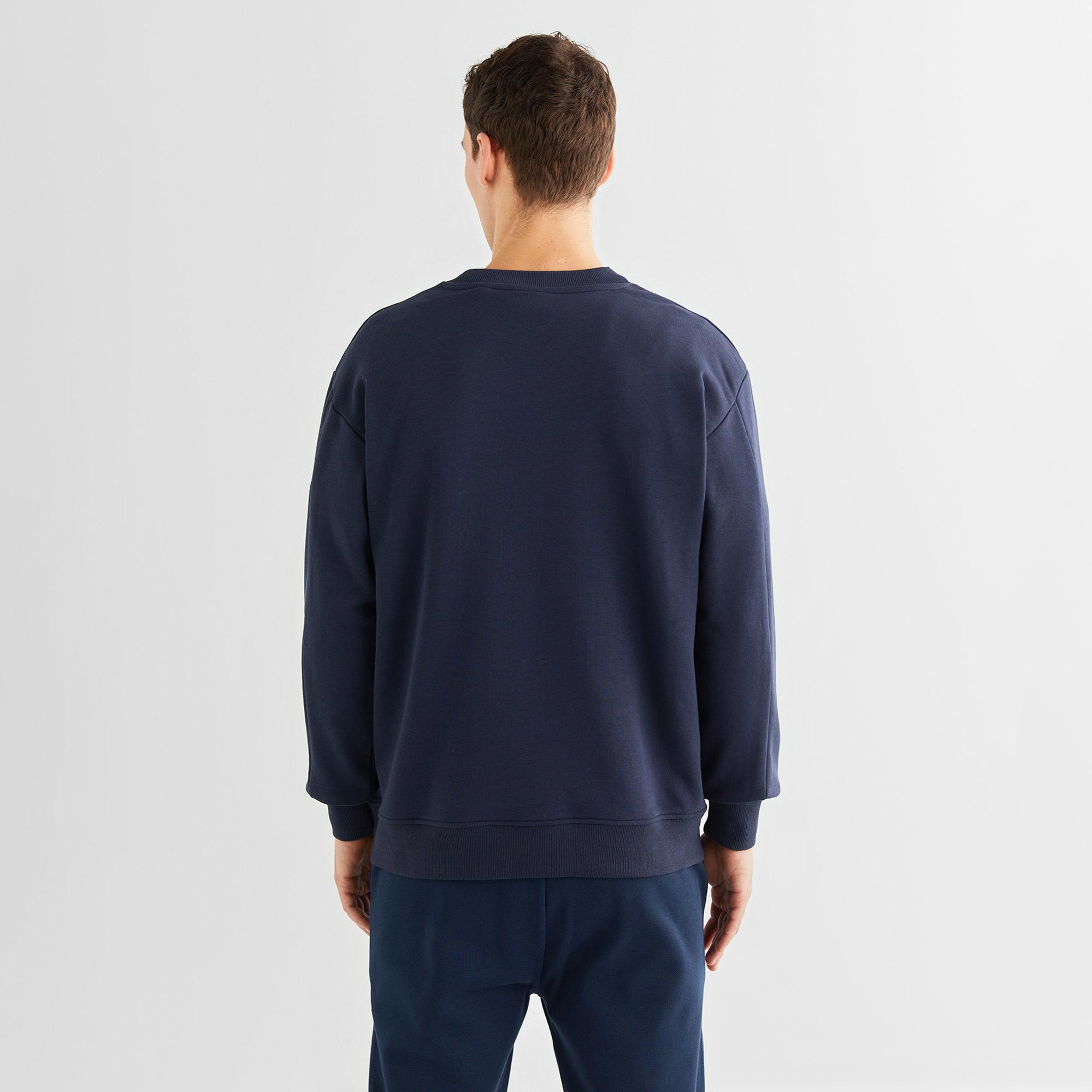 GANT Erkek Lacivert Relaxed Fit Bisiklet Yaka Logolu Sweatshirt