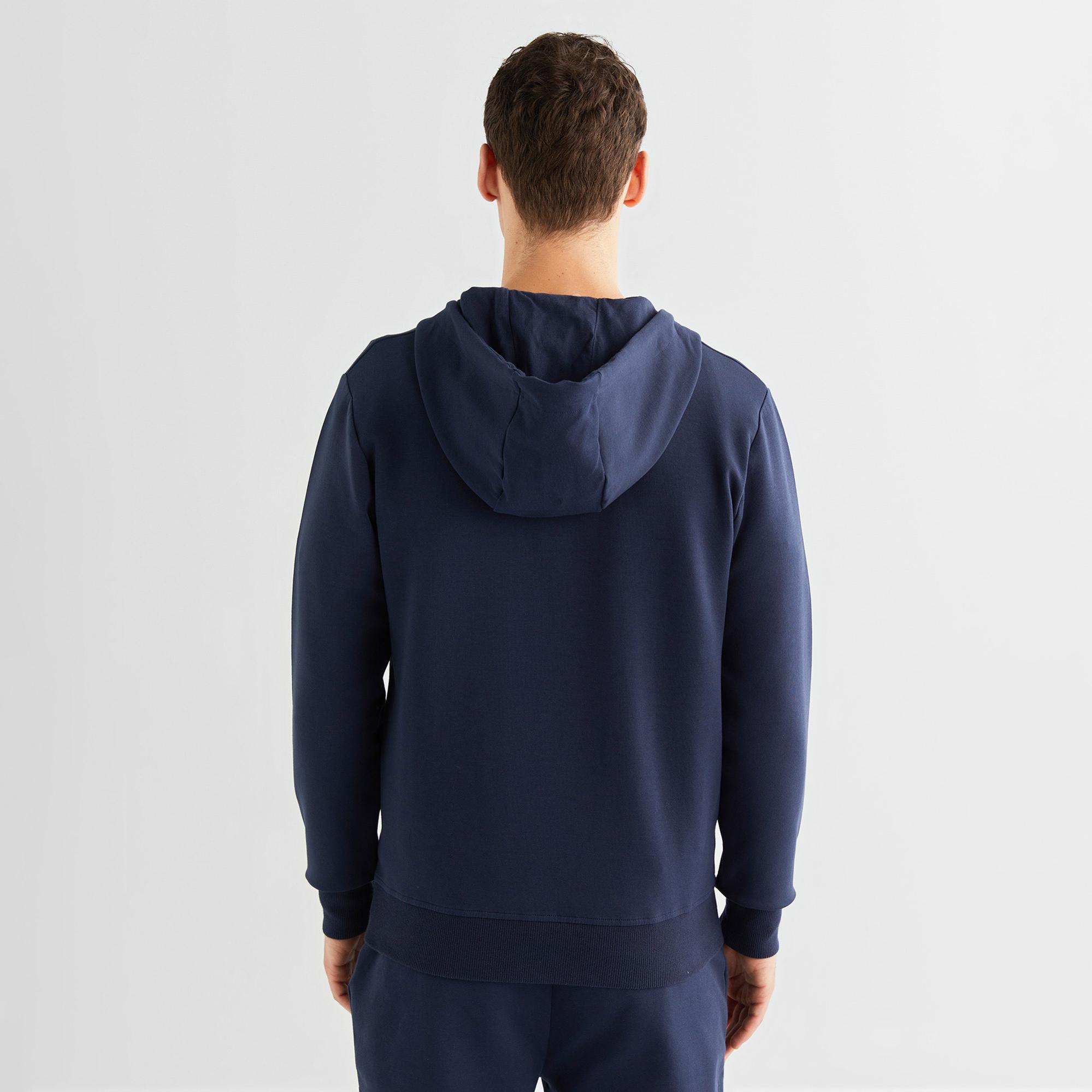 GANT Erkek Lacivert Relaxed Fit Kapüşonlu Logolu Sweatshirt