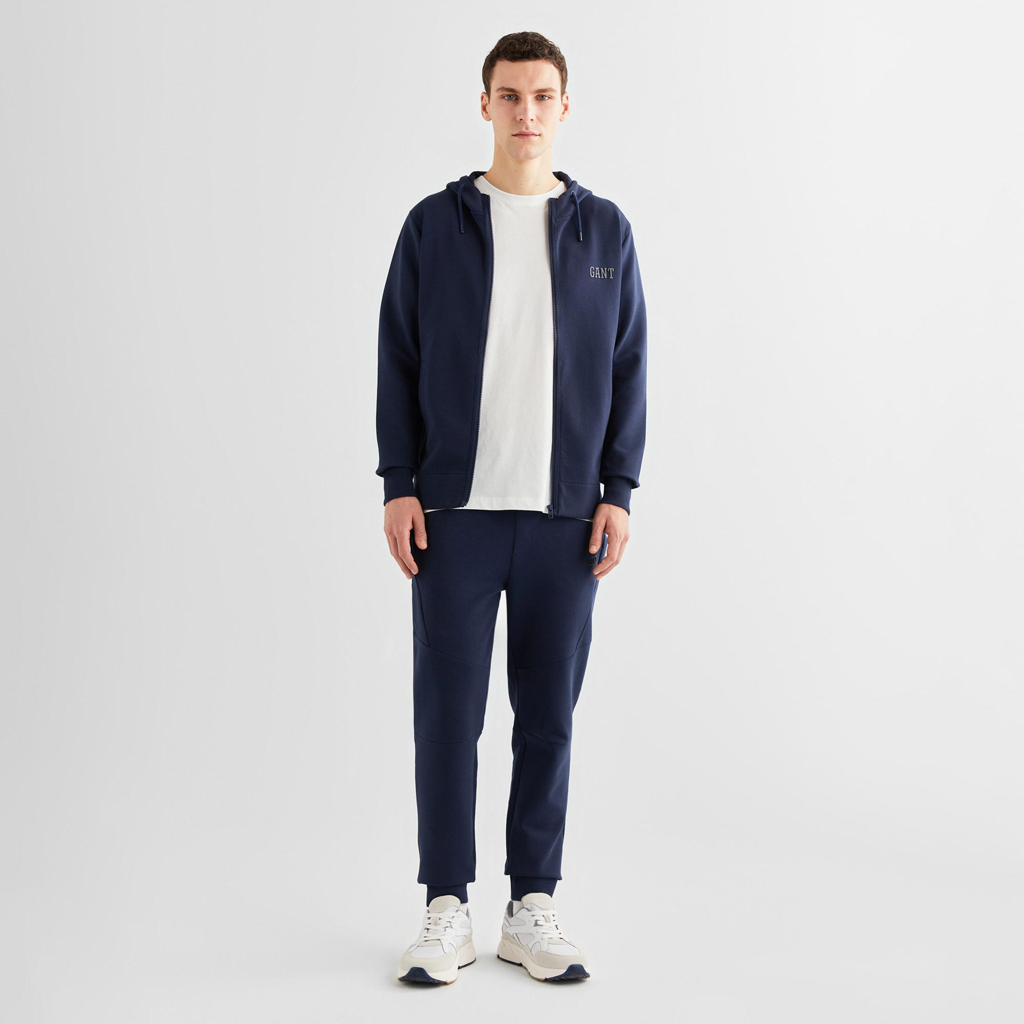 GANT Erkek Lacivert Relaxed Fit Kapüşonlu Logolu Sweatshirt