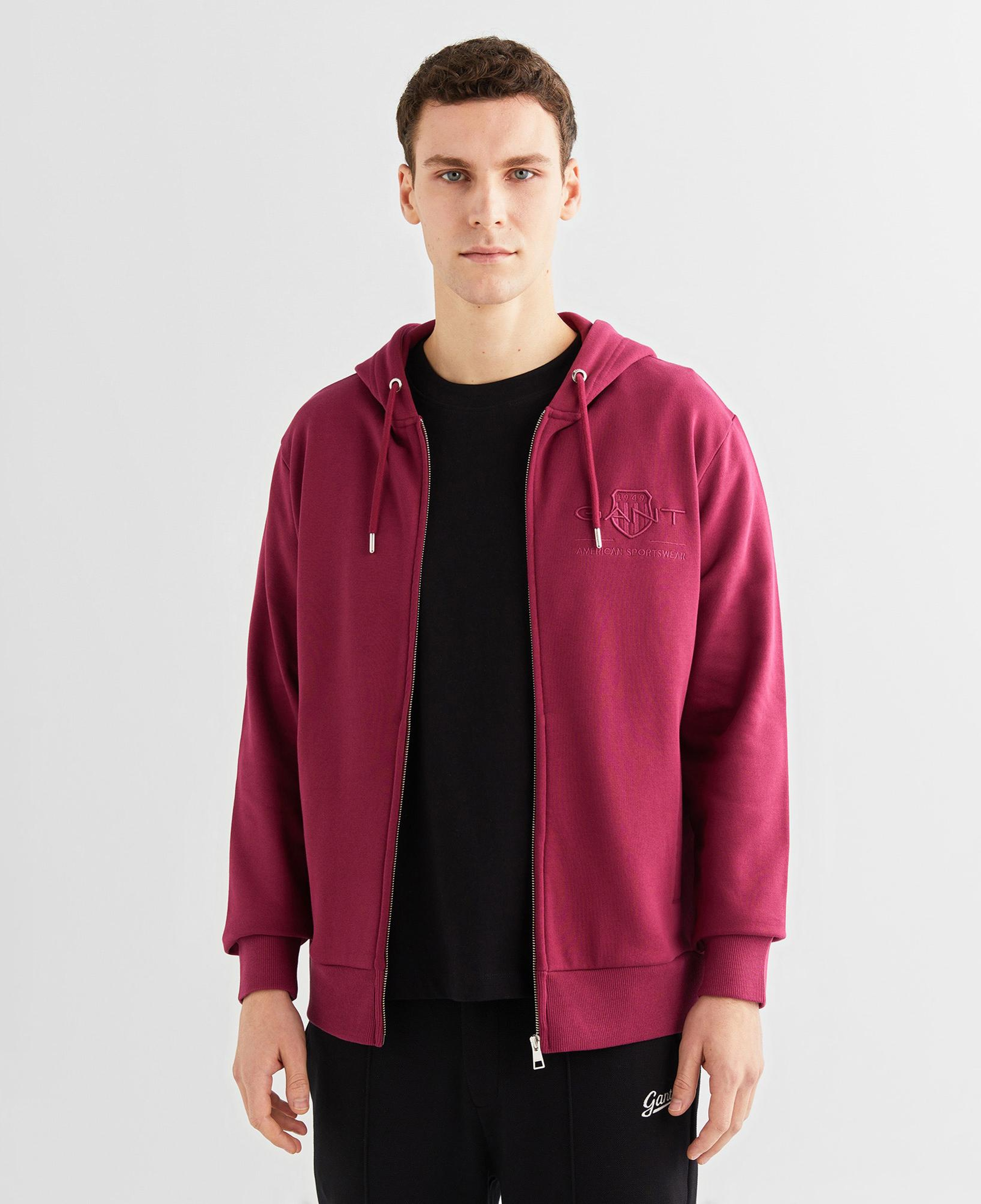 GANT Erkek Bordo Regular Fit Kapüşonlu Logolu Sweatshirt