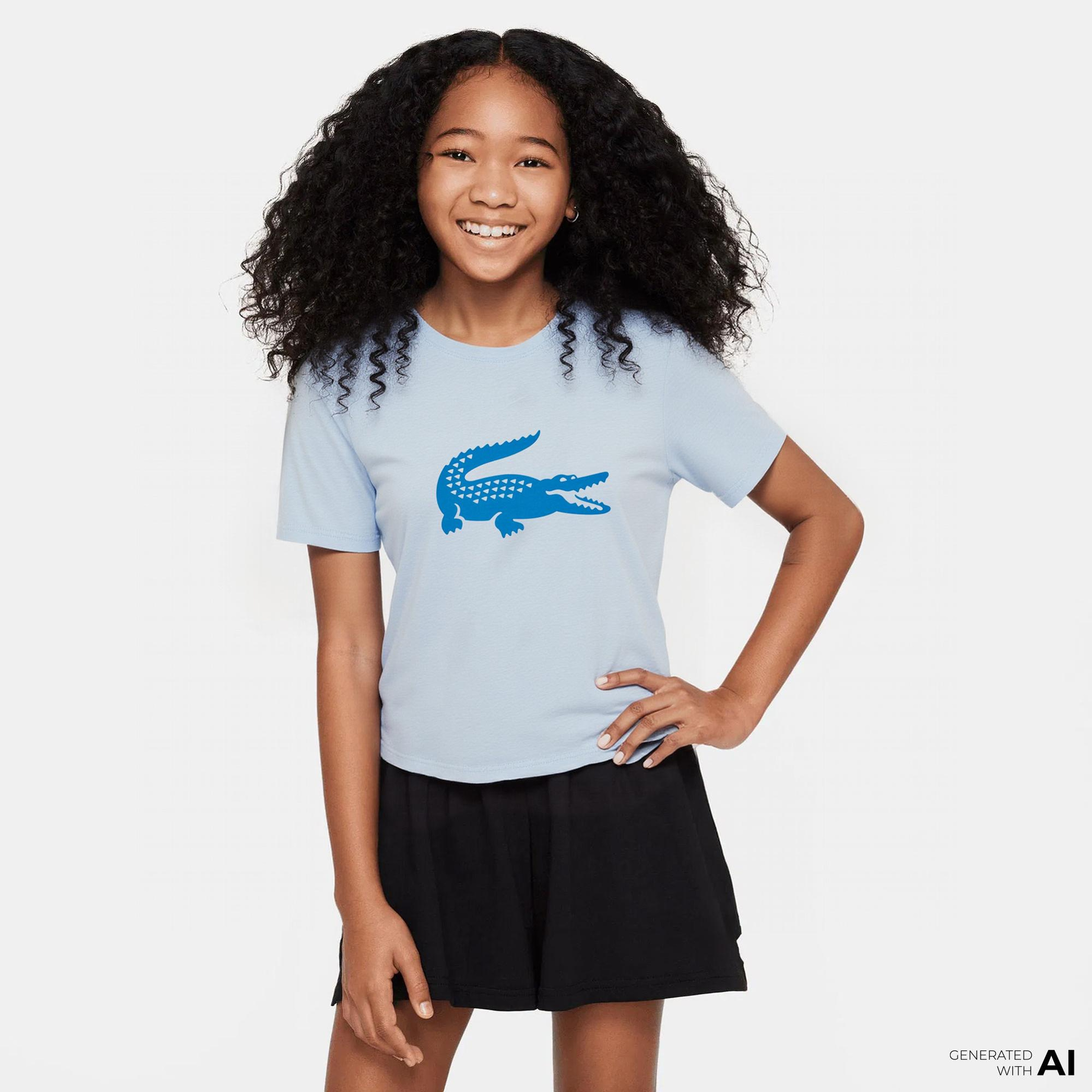 Lacoste Erkek Çocuk Bisiklet Yaka Baskılı Mavi T-Shirt