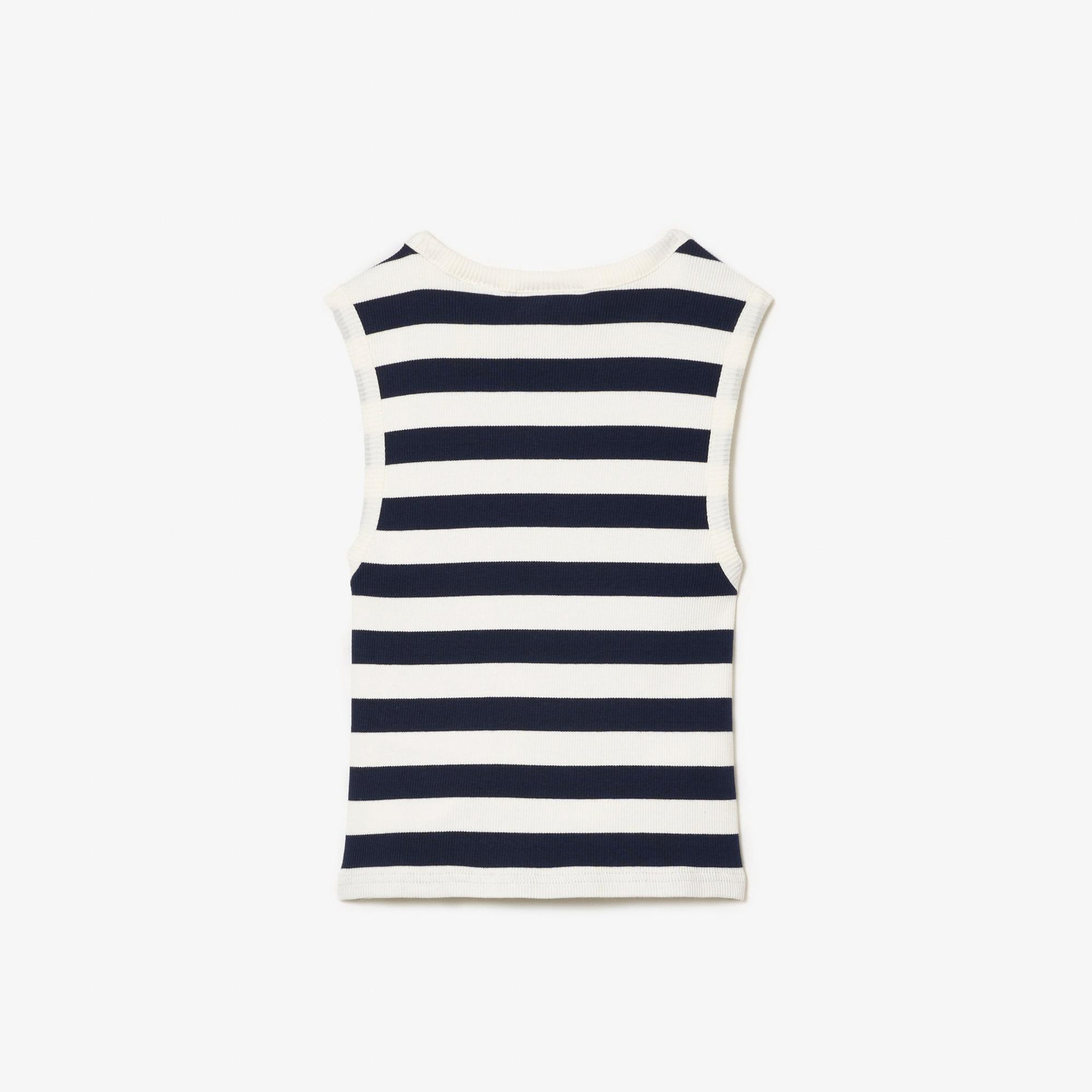 Lacoste Çocuk Kolsuz Bisiklet Yaka Çizgili Beyaz T-Shirt