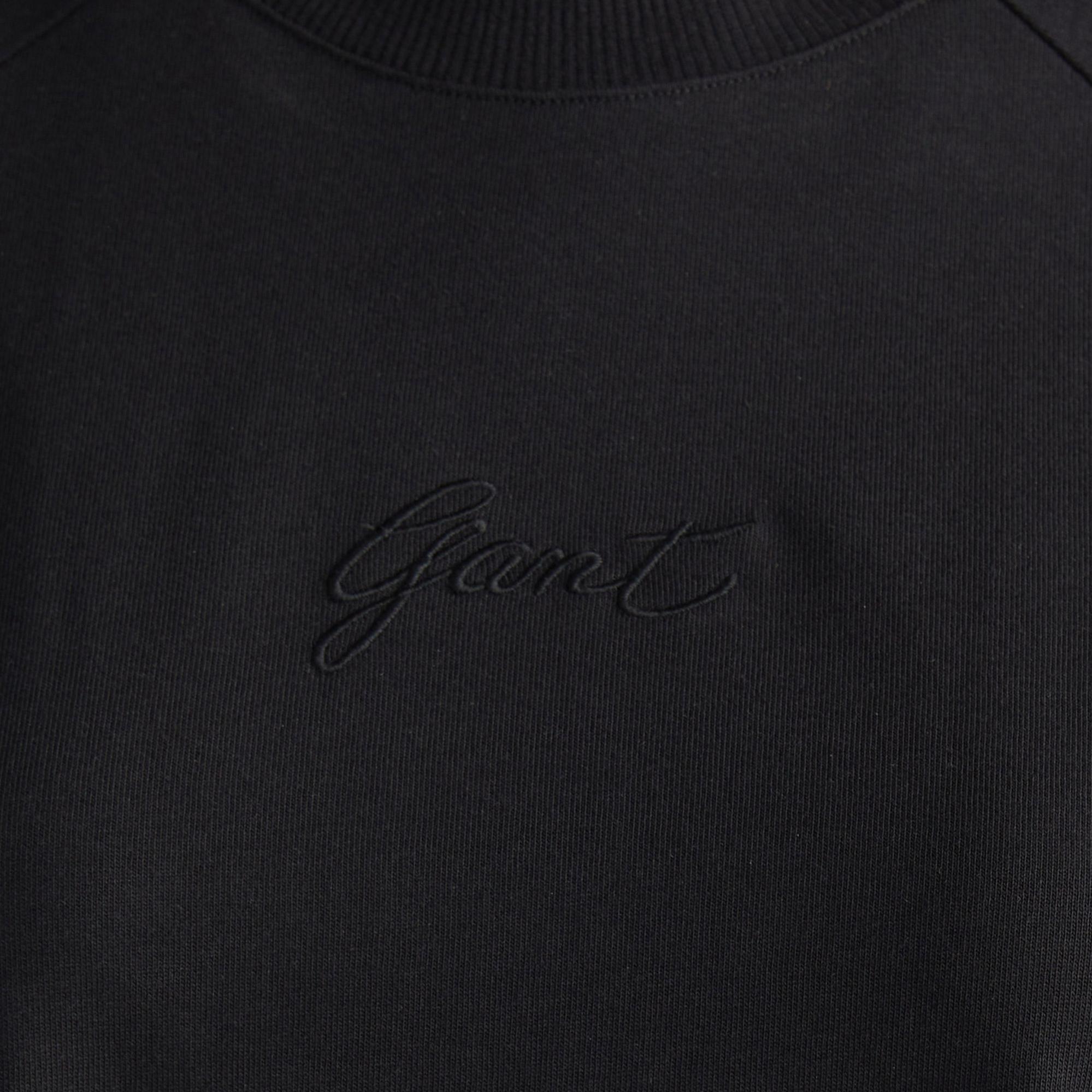 GANT Kadın Siyah Bisiklet Yaka Logolu T-Shirt