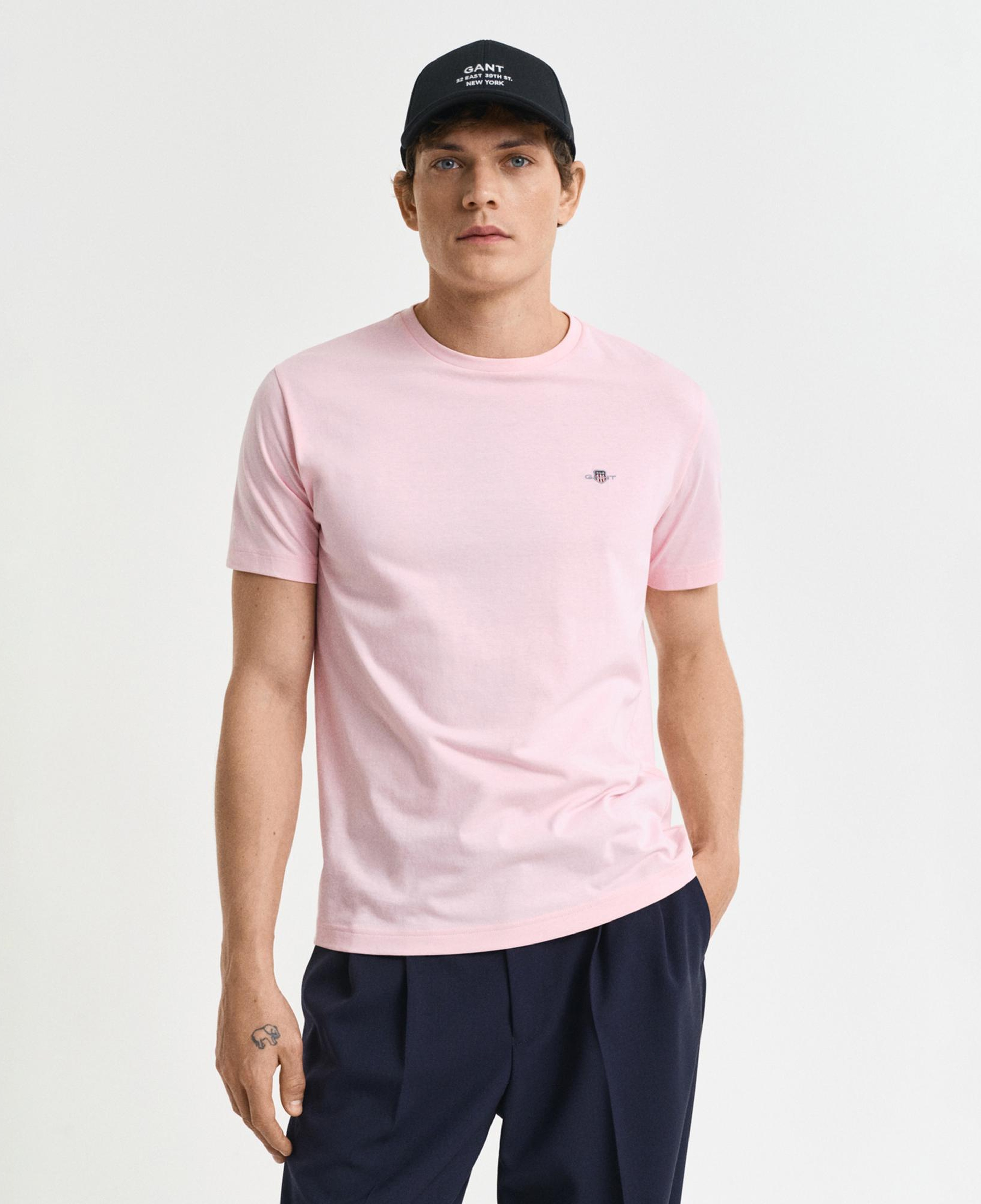 GANT Erkek Pembe Regular Fit Bisiklet Yaka T-Shirt