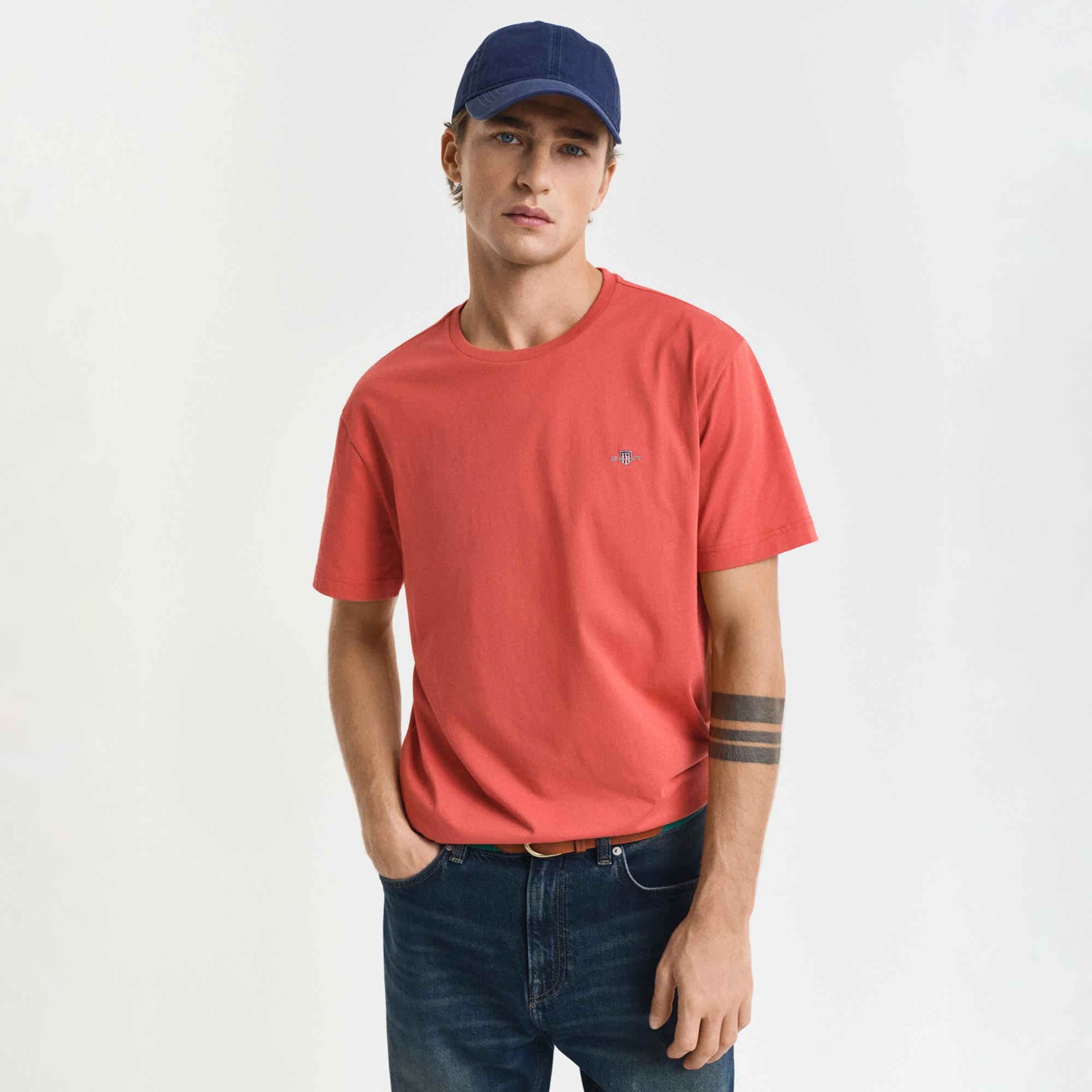 GANT Erkek Kırmızı Regular Fit Bisiklet Yaka T-Shirt