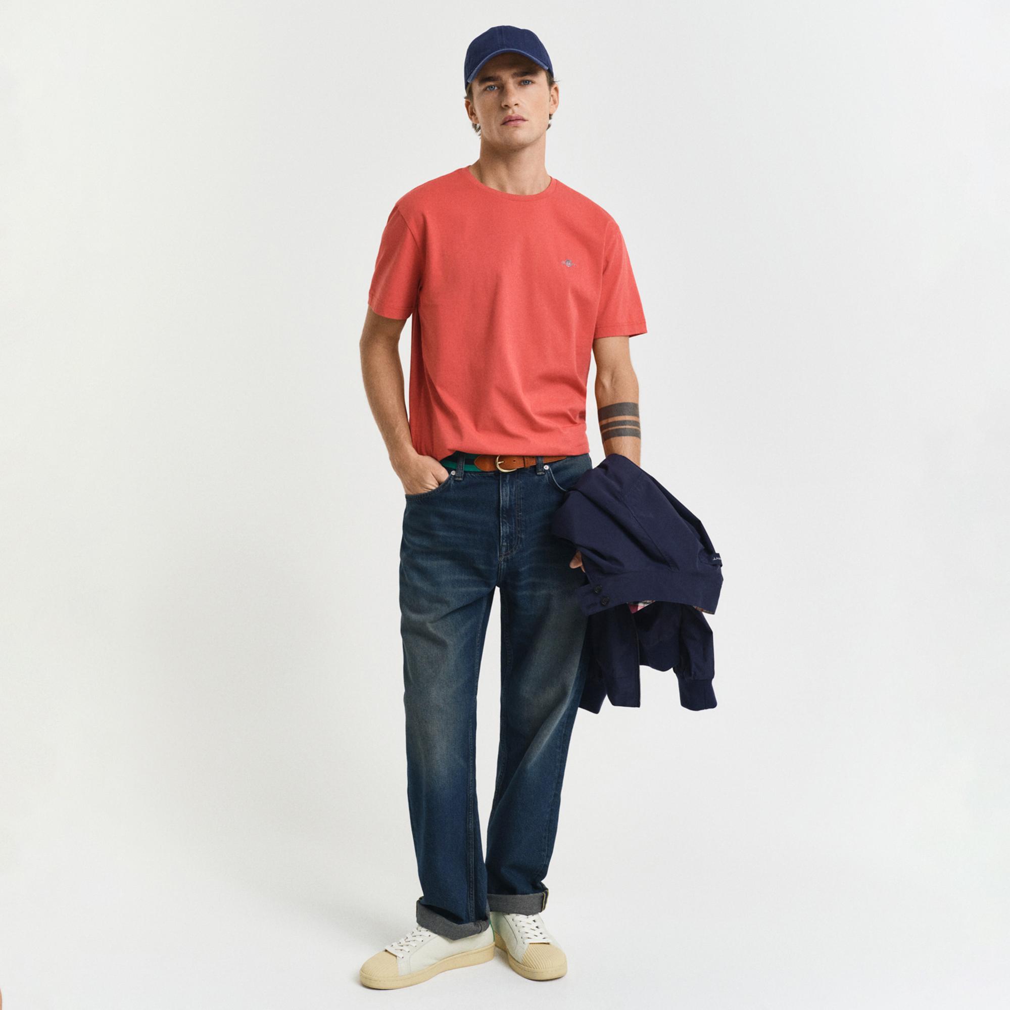 GANT Erkek Kırmızı Regular Fit Bisiklet Yaka T-Shirt