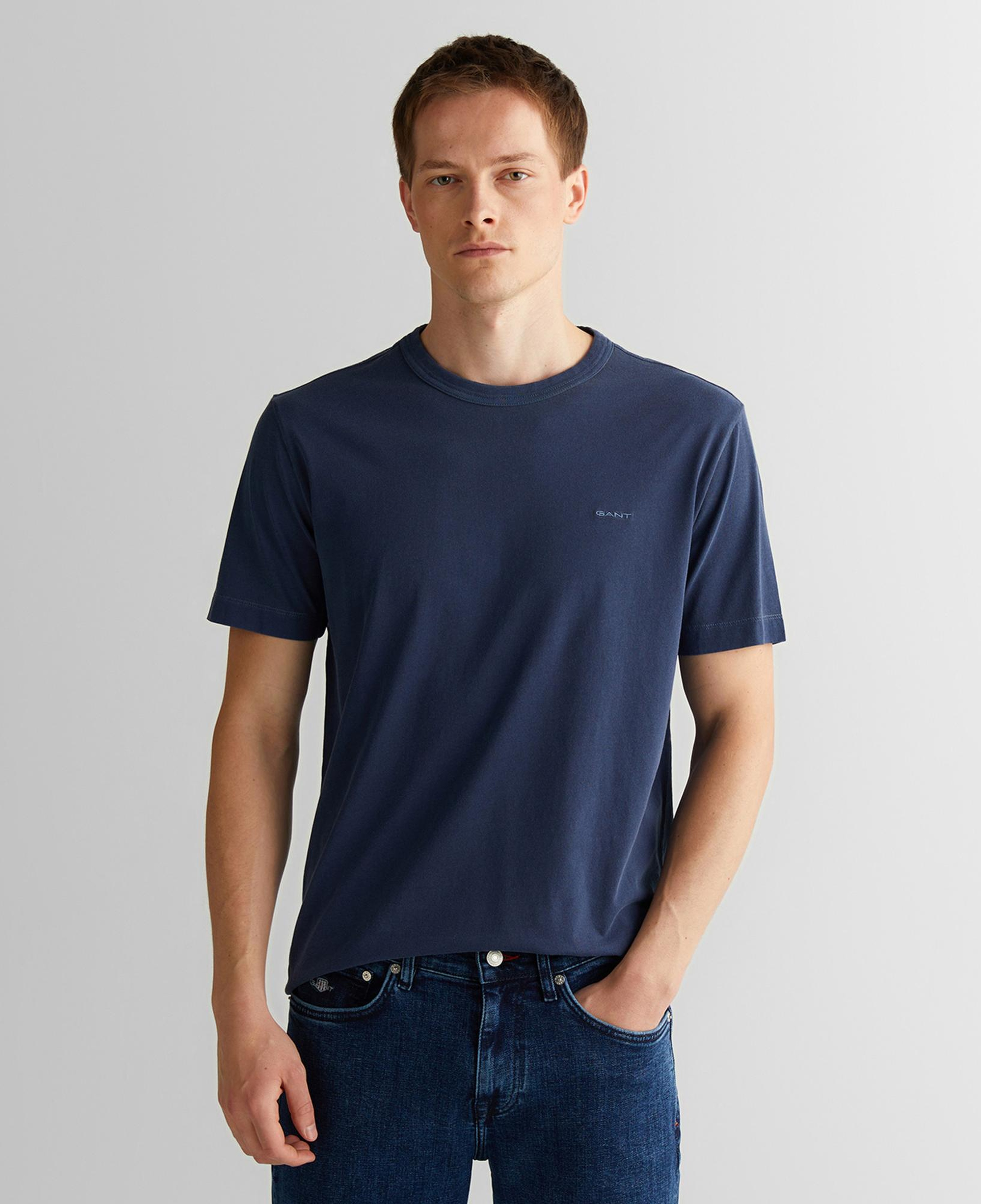 GANT Erkek Lacivert Regular Fit Bisiklet Yaka T-Shirt