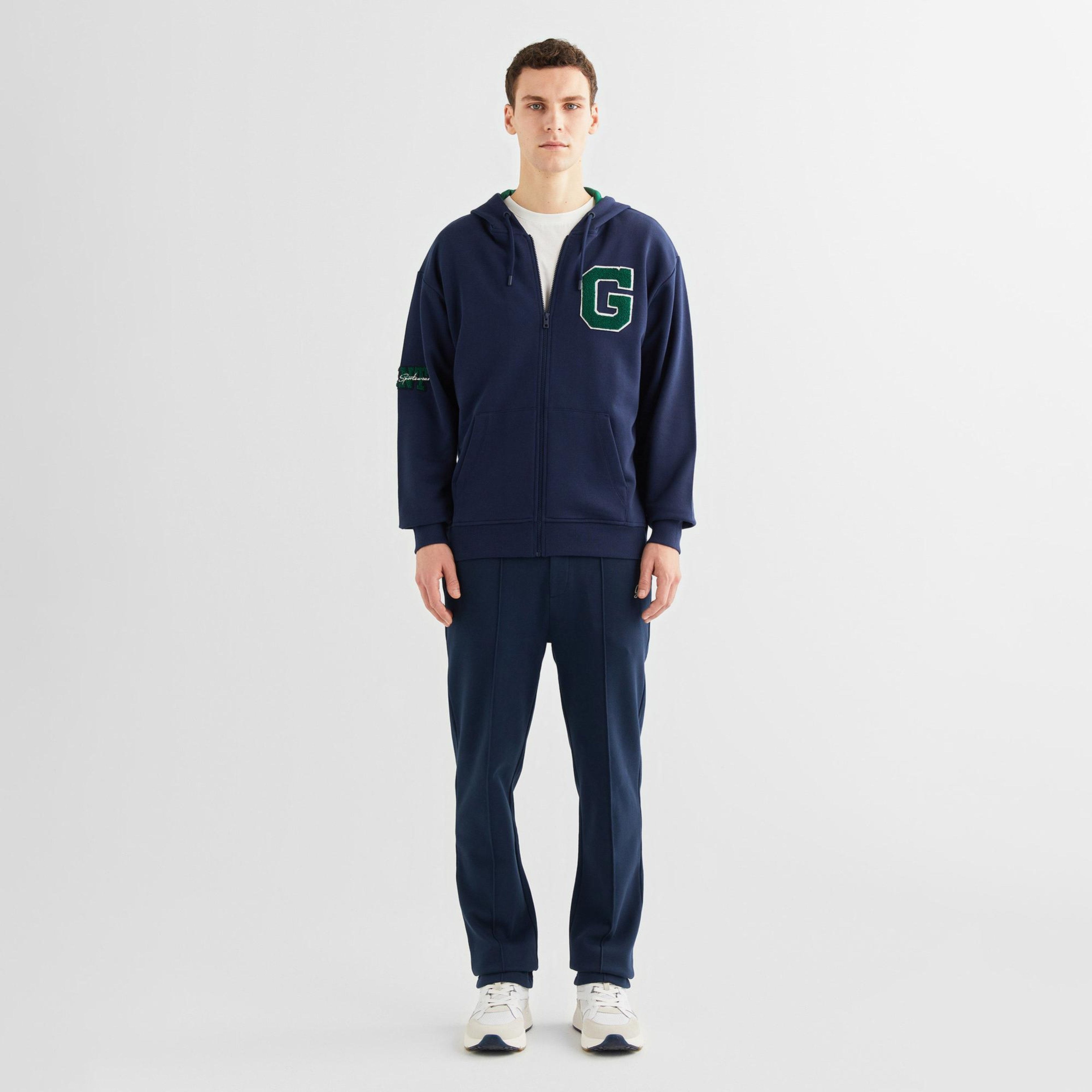 GANT Erkek Lacivert Relaxed Fit Kapüşonlu Logolu Sweatshirt