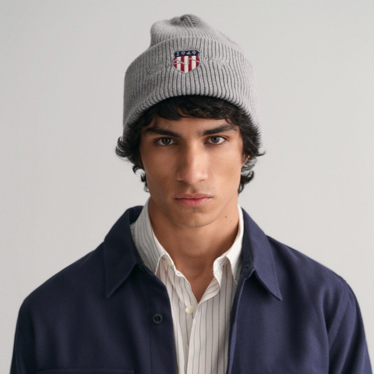 GANT Unisex Gri Logolu Bere