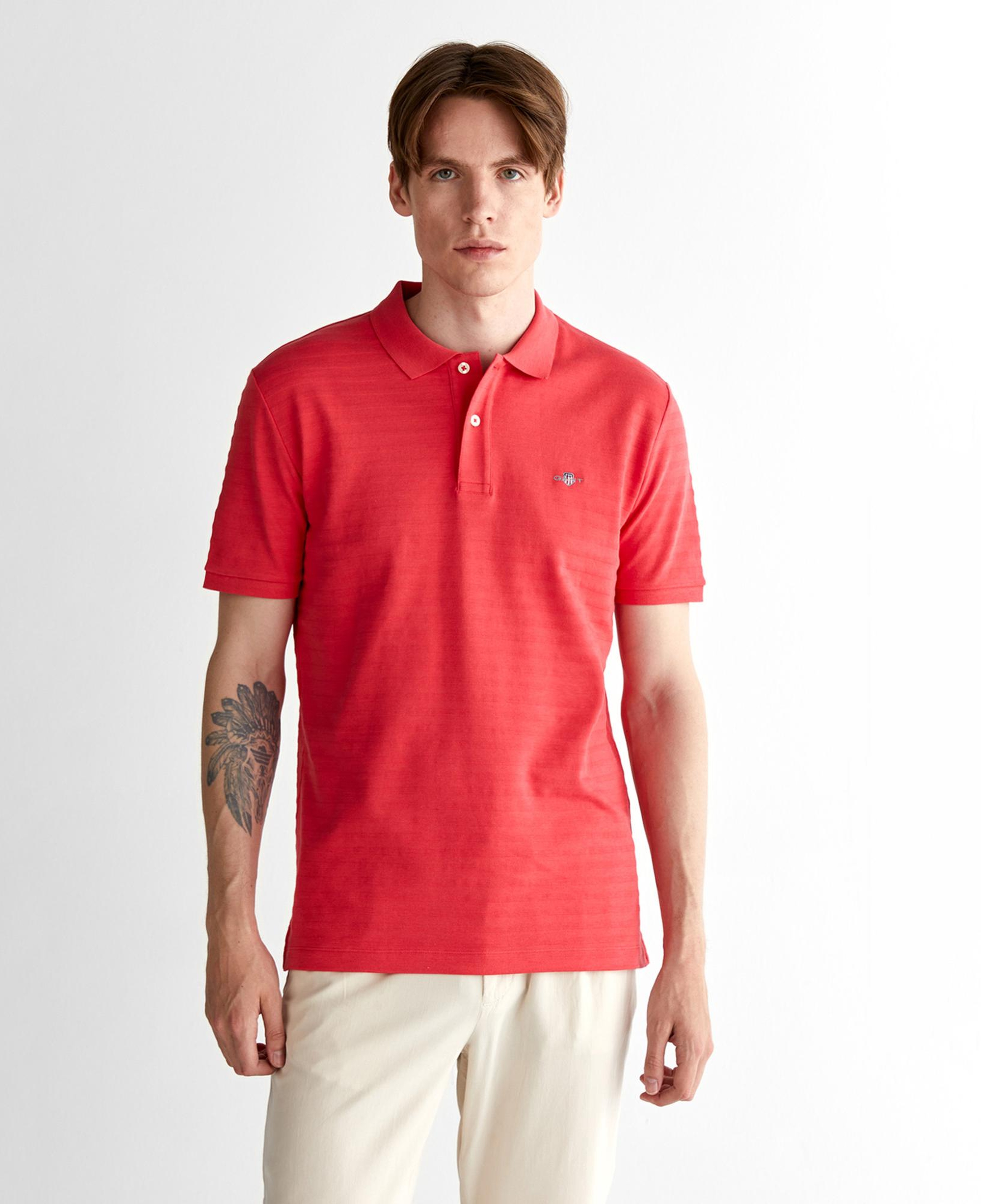 GANT Erkek Kırmızı Regular Fit Çizgili Polo
