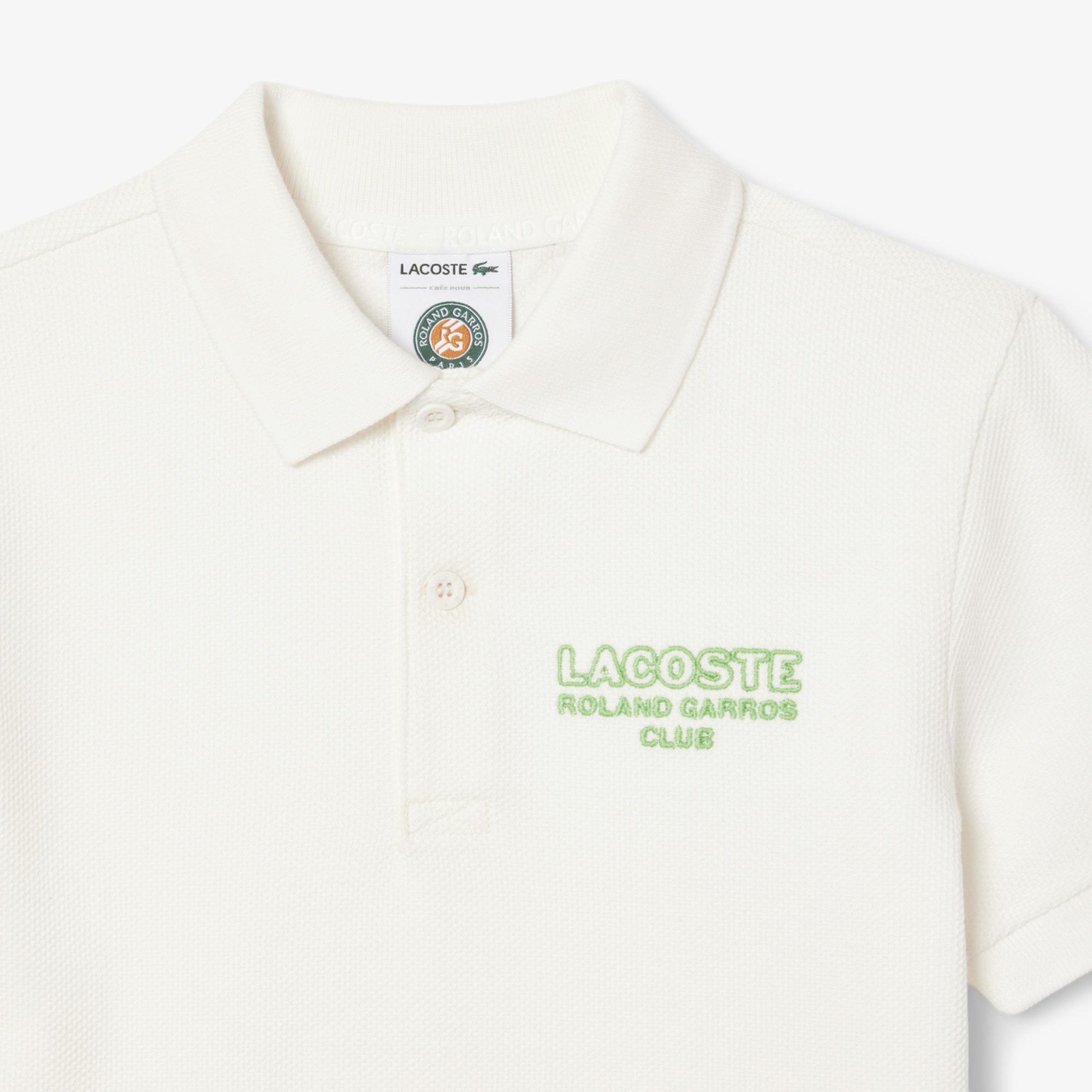 Lacoste Rolland Garros Çocuk Baskılı Beyaz Polo