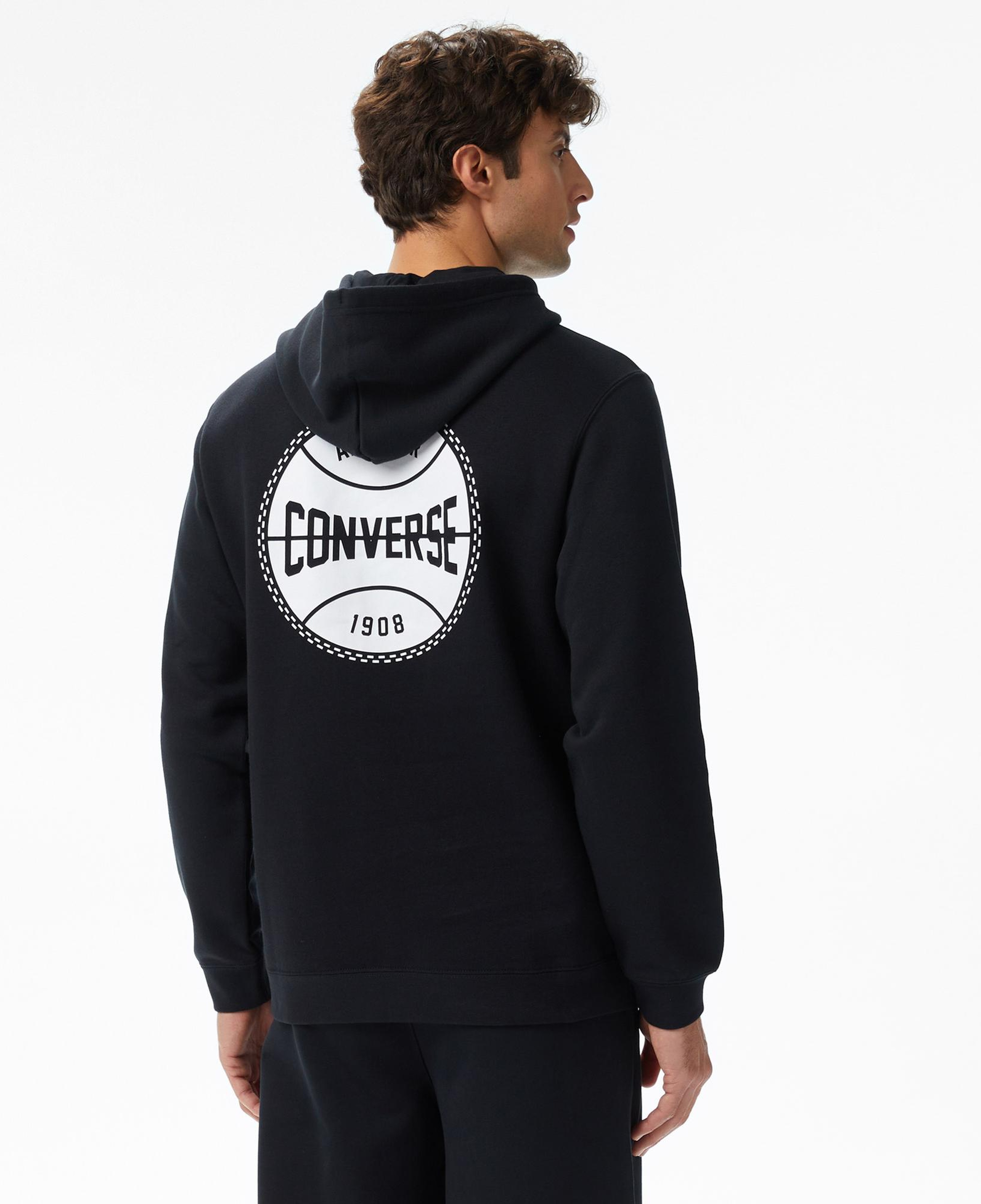 Converse Classic Erkek Grafik Baskılı Siyah Hoodie