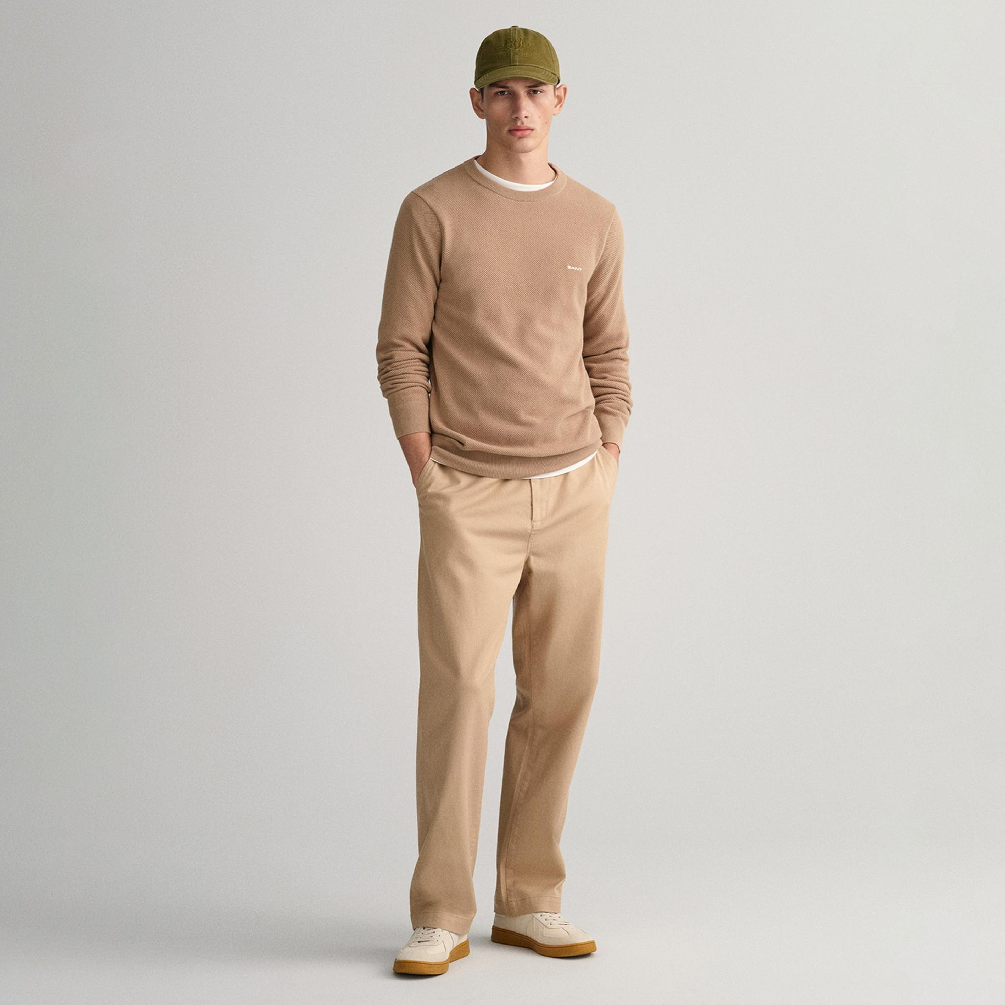 GANT Erkek Bej Regular Fit Bisiklet Yaka Kazak