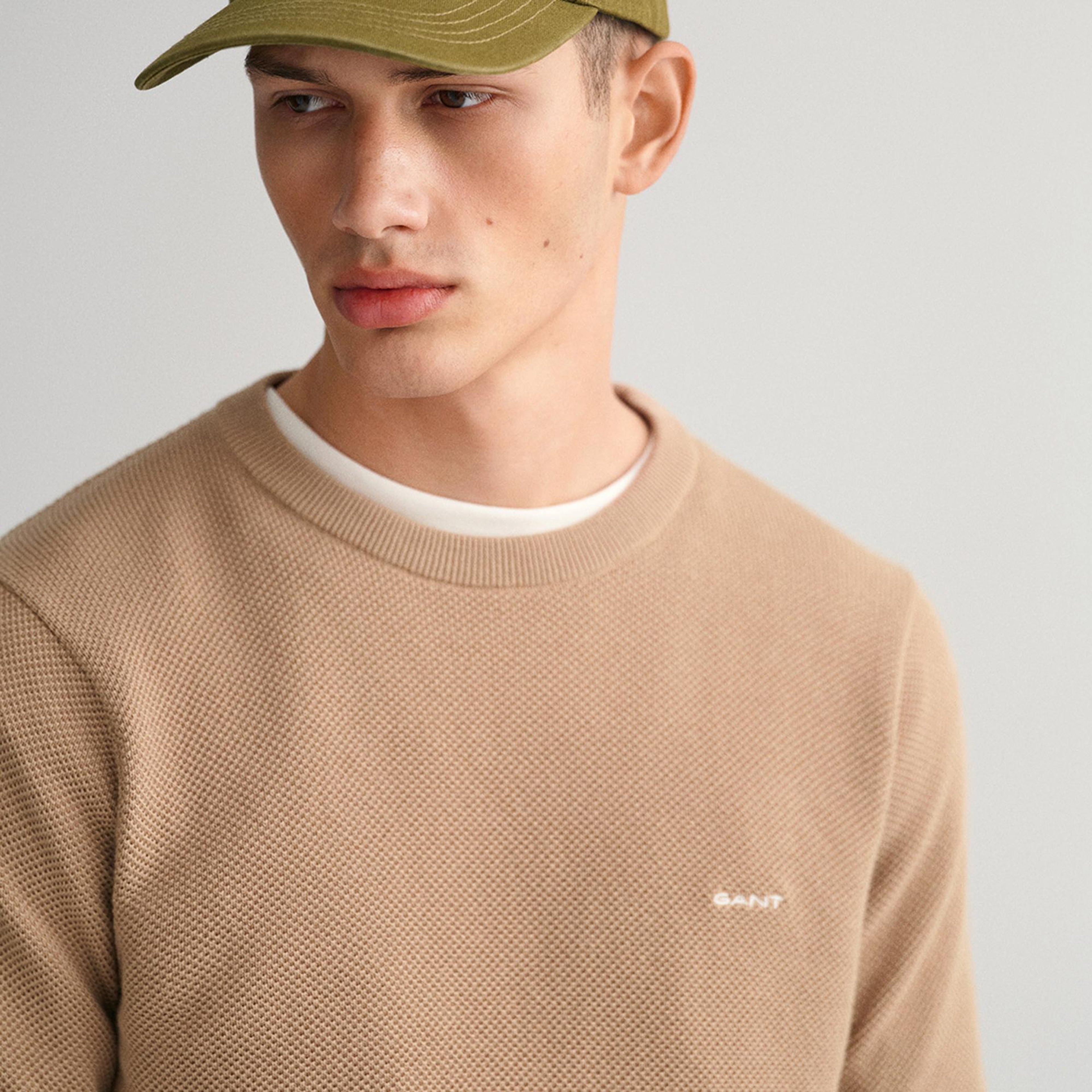 GANT Erkek Bej Regular Fit Bisiklet Yaka Kazak