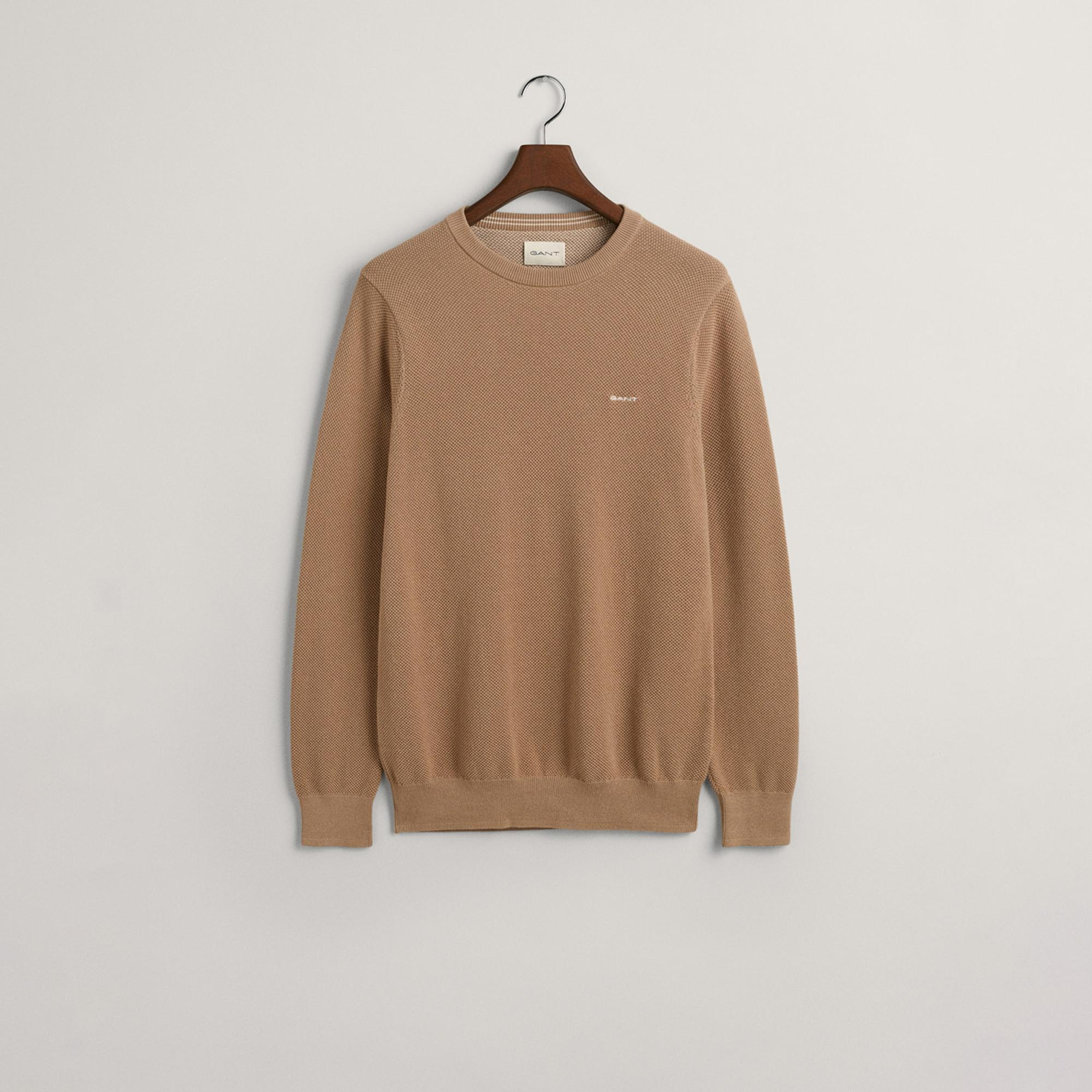 GANT Erkek Bej Regular Fit Bisiklet Yaka Kazak