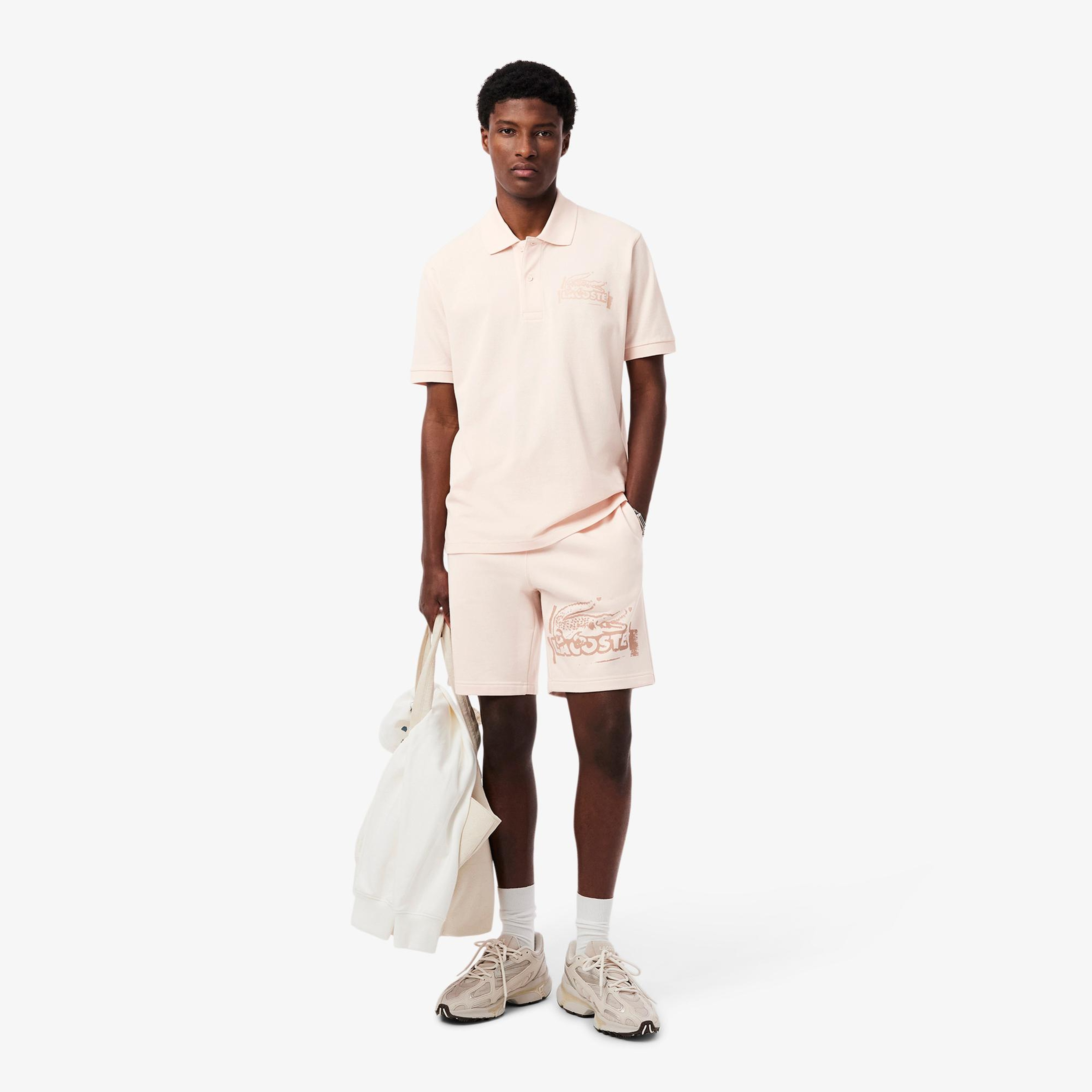 Lacoste Erkek Regular Fit Baskılı Bej Şort