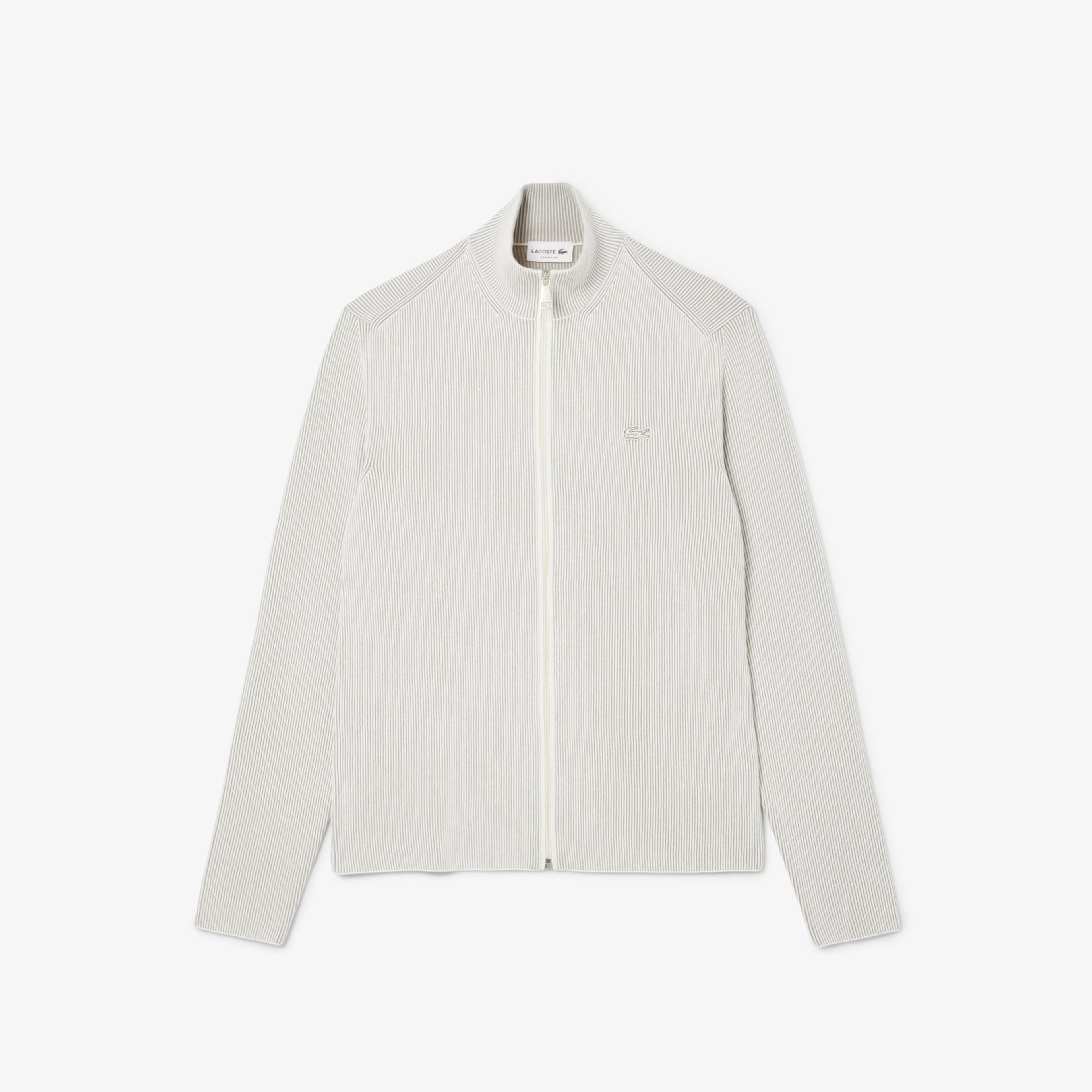 Lacoste Erkek Classic Fit Fermuarlı Yaka Gri Triko